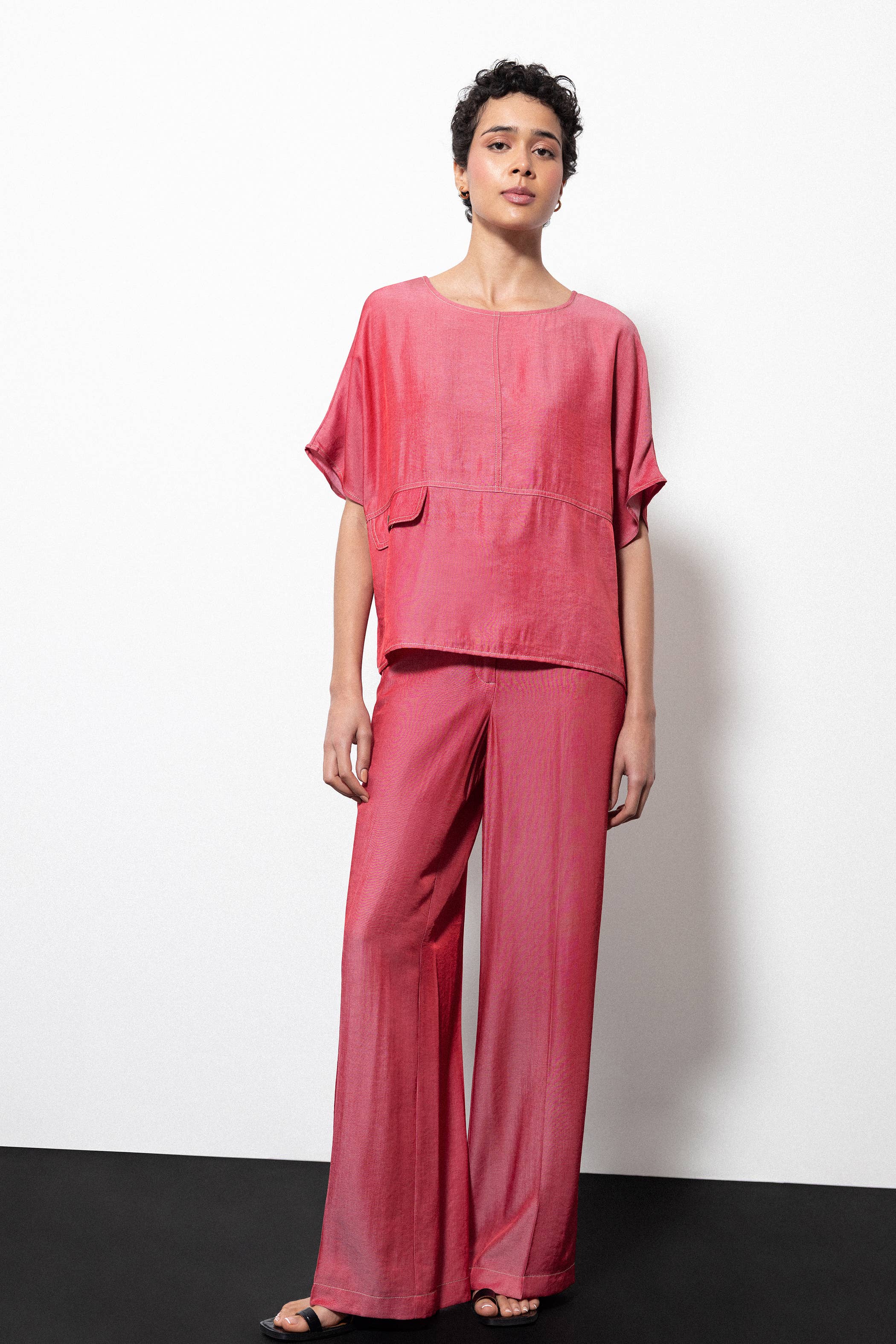 Cherry Red Blouse and Pant Set