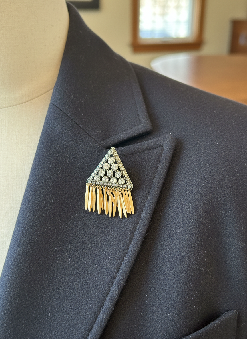 Triangular Fringe Brooch