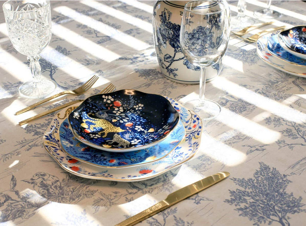 Amazon Rainforest Bone China Plates In Blue, Set Of Three
