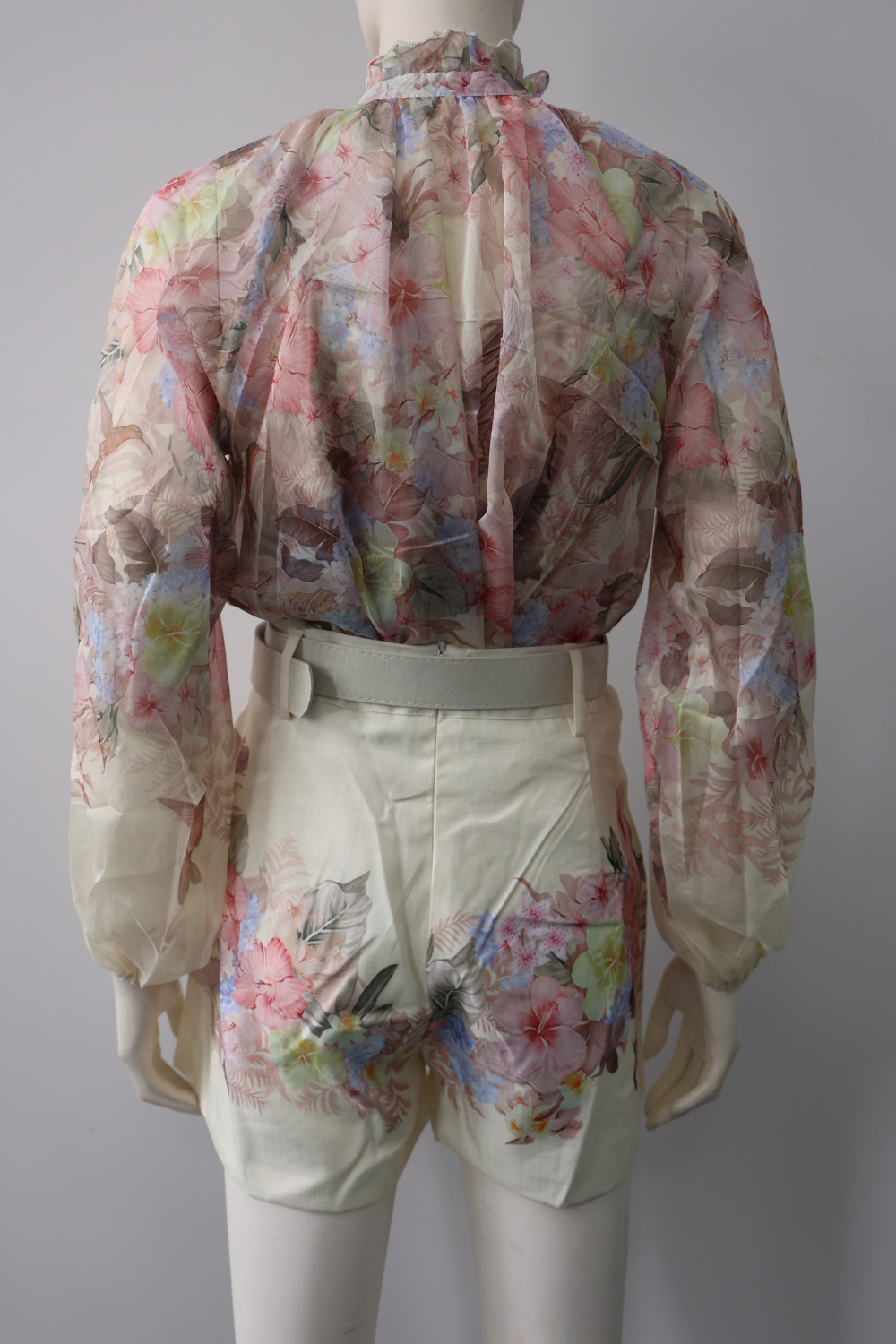 Tropical Floral Blouse and Shorts Set