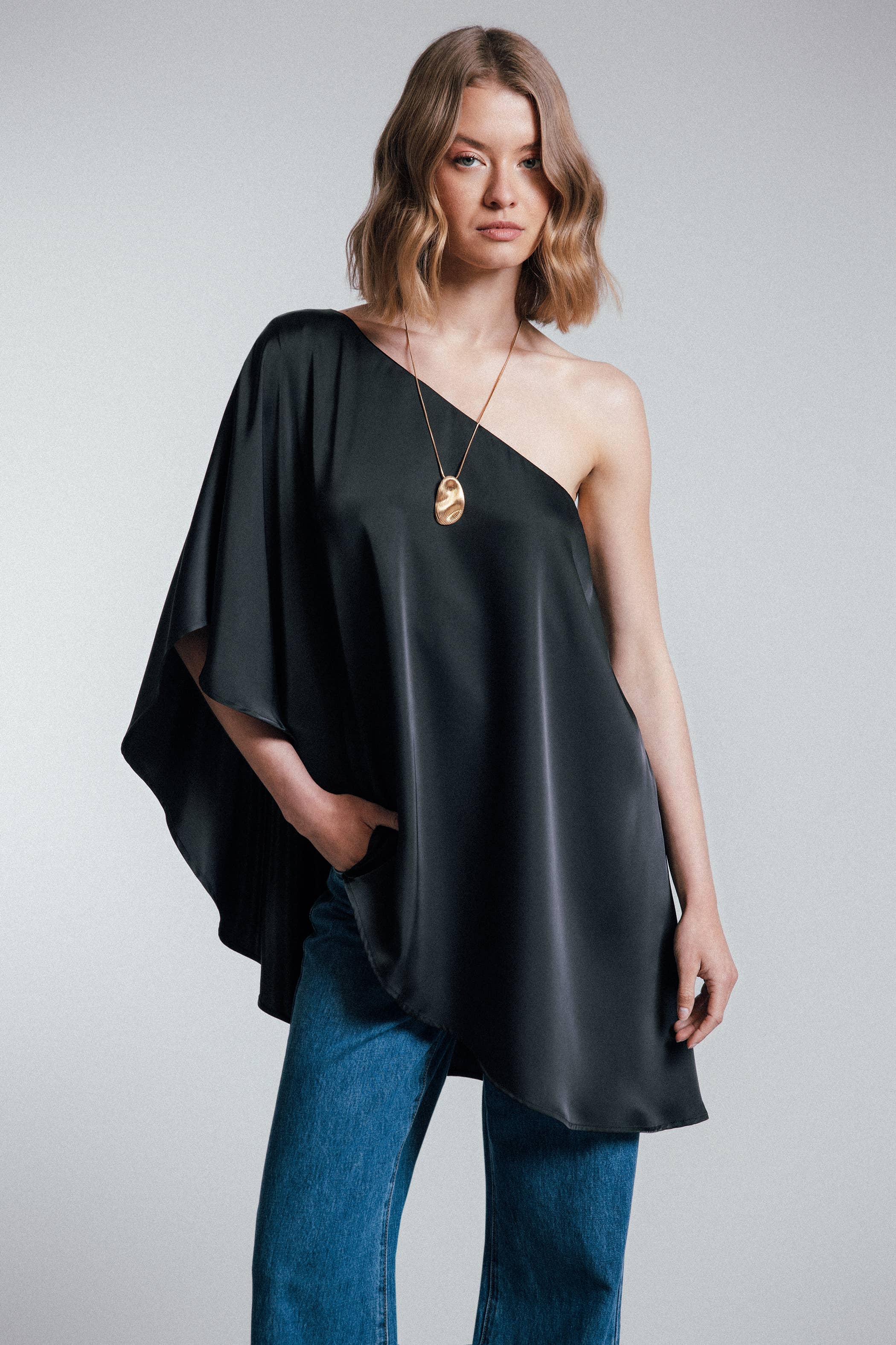 Asymmetric Satin Top