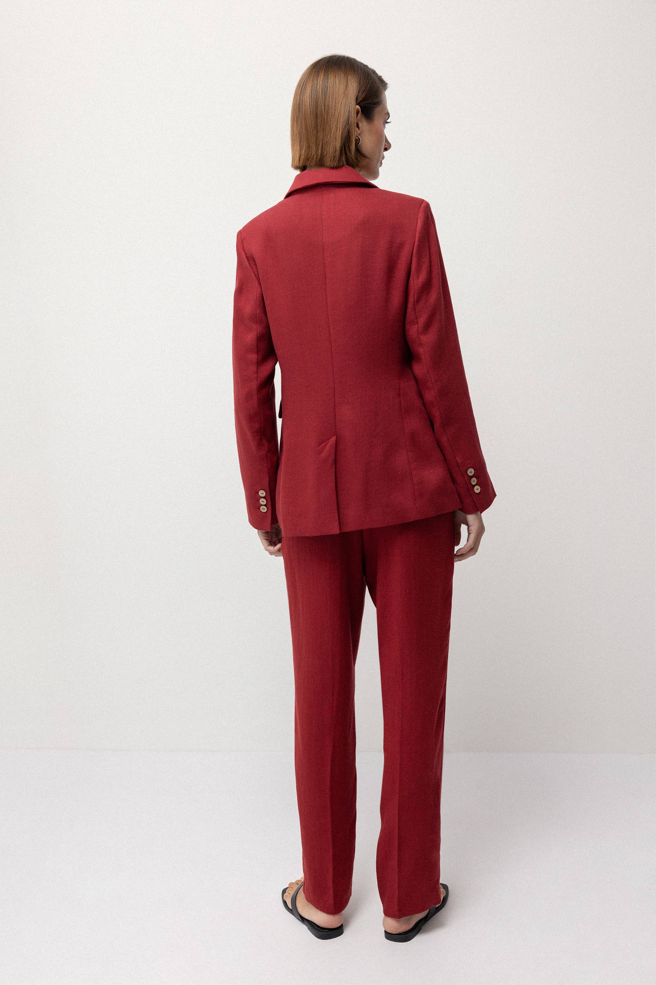 Cherry Red Linen Blazer