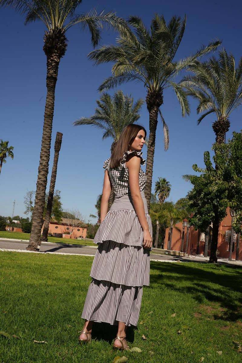 Women's Brown Striped Góndola Skirt