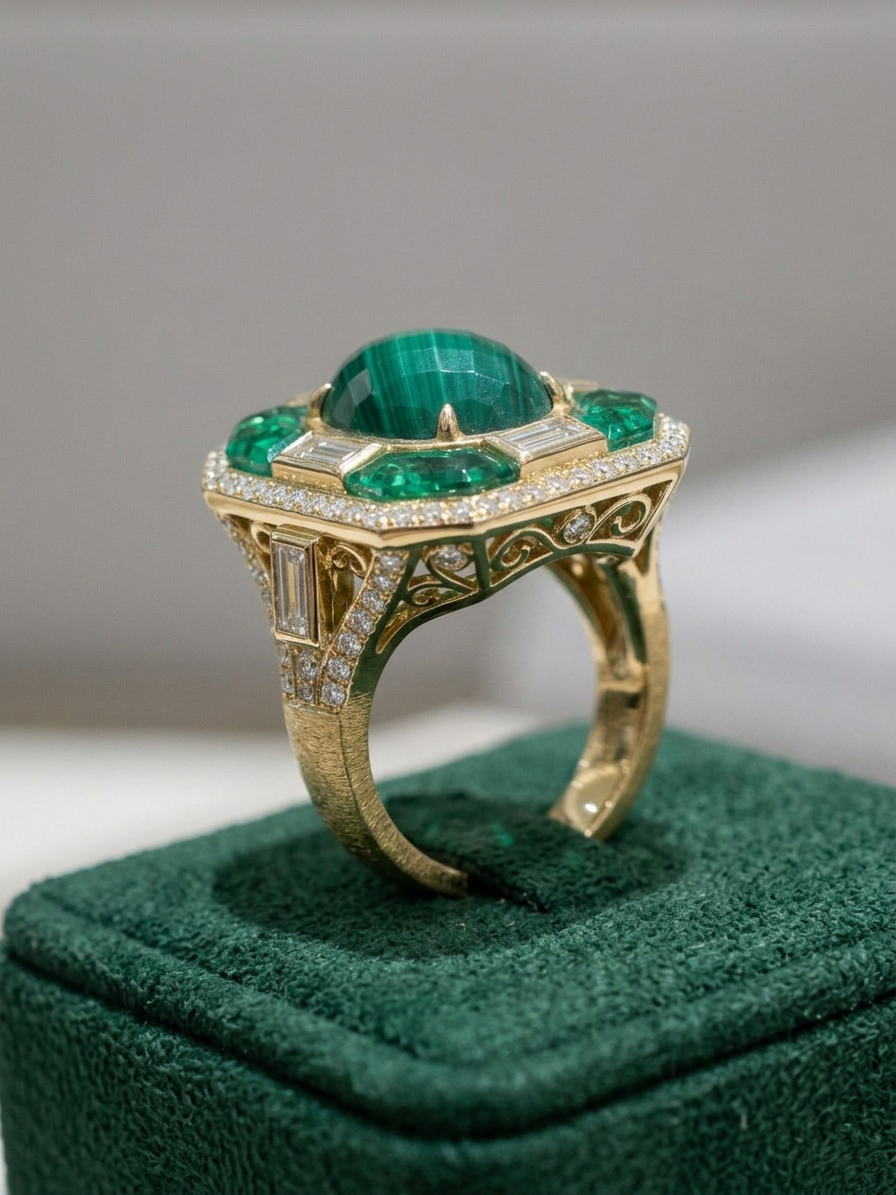 Green Tourmaline Statement Ring Sz9