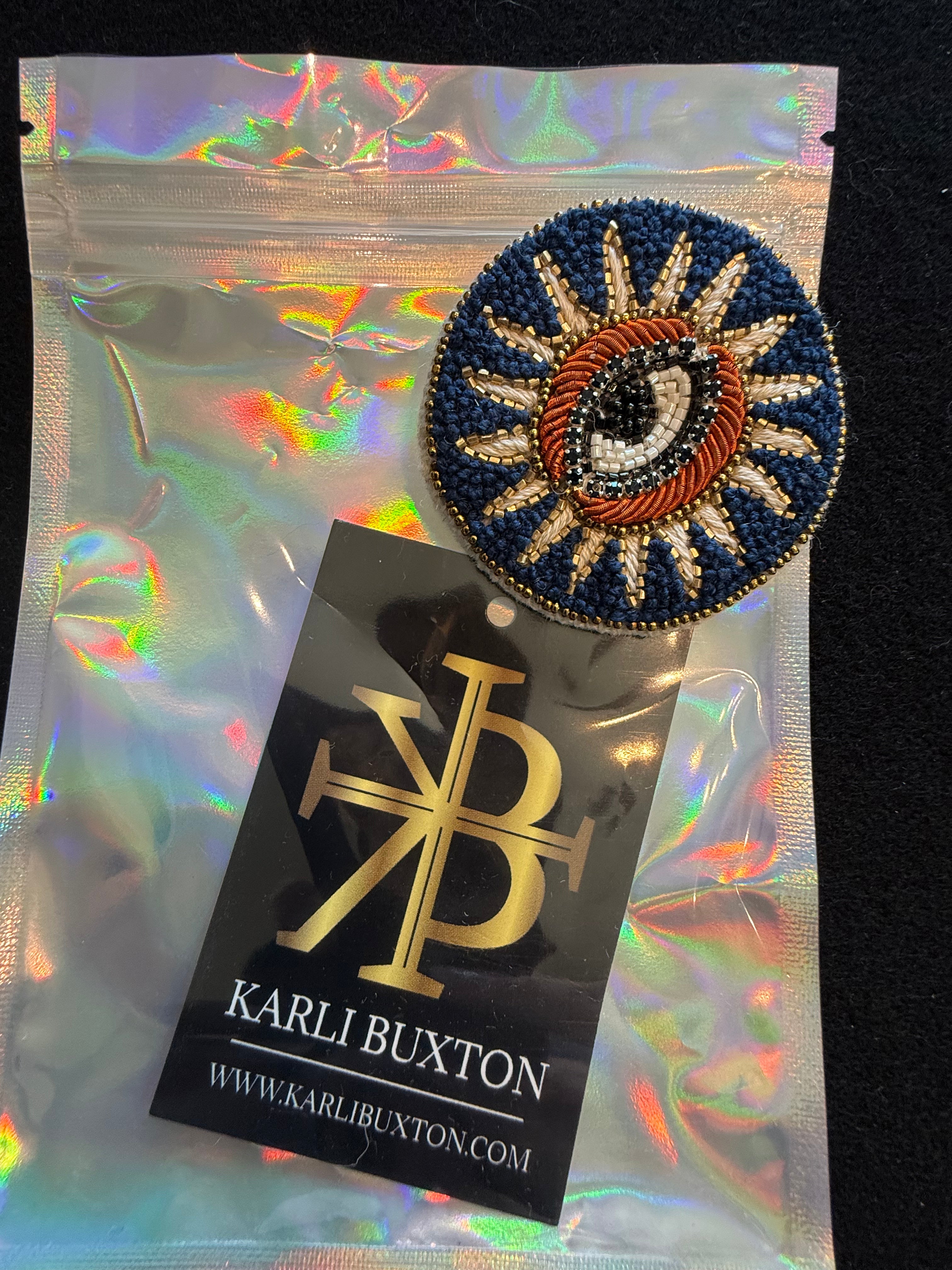 Evil Eye Beaded Brooch