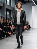 Vegan Leather and Sweatshirt Combo Blazer