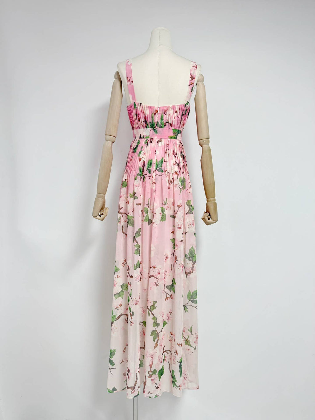Chiffon Ombre Floral Pleated Maxi Dress