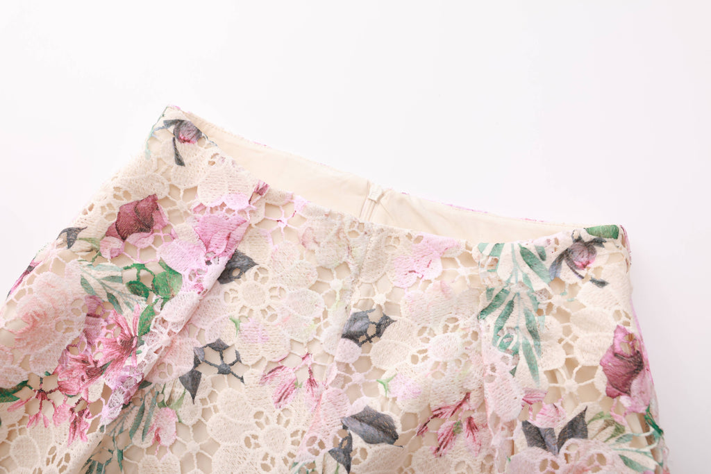 Lace Embroidered Wide Leg
