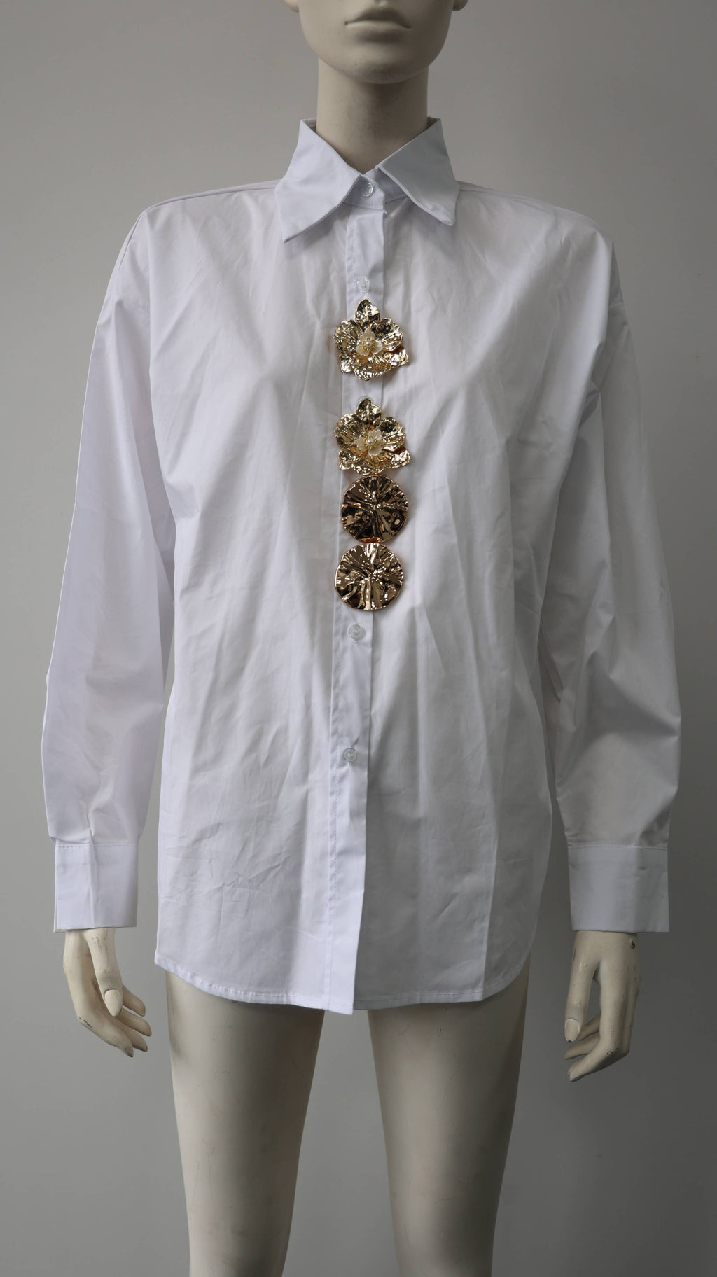 Embellished Button-Down Shirt: One Size