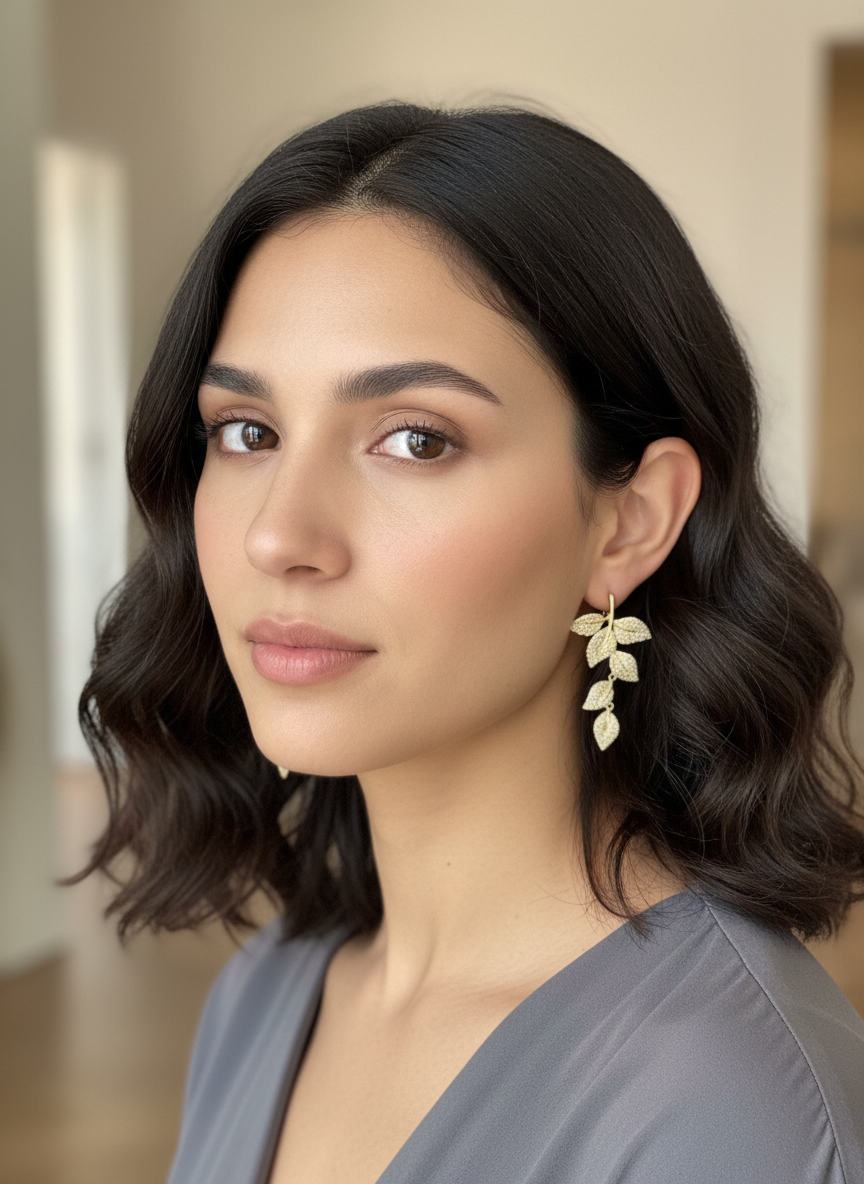 Leaf Cz Earrings