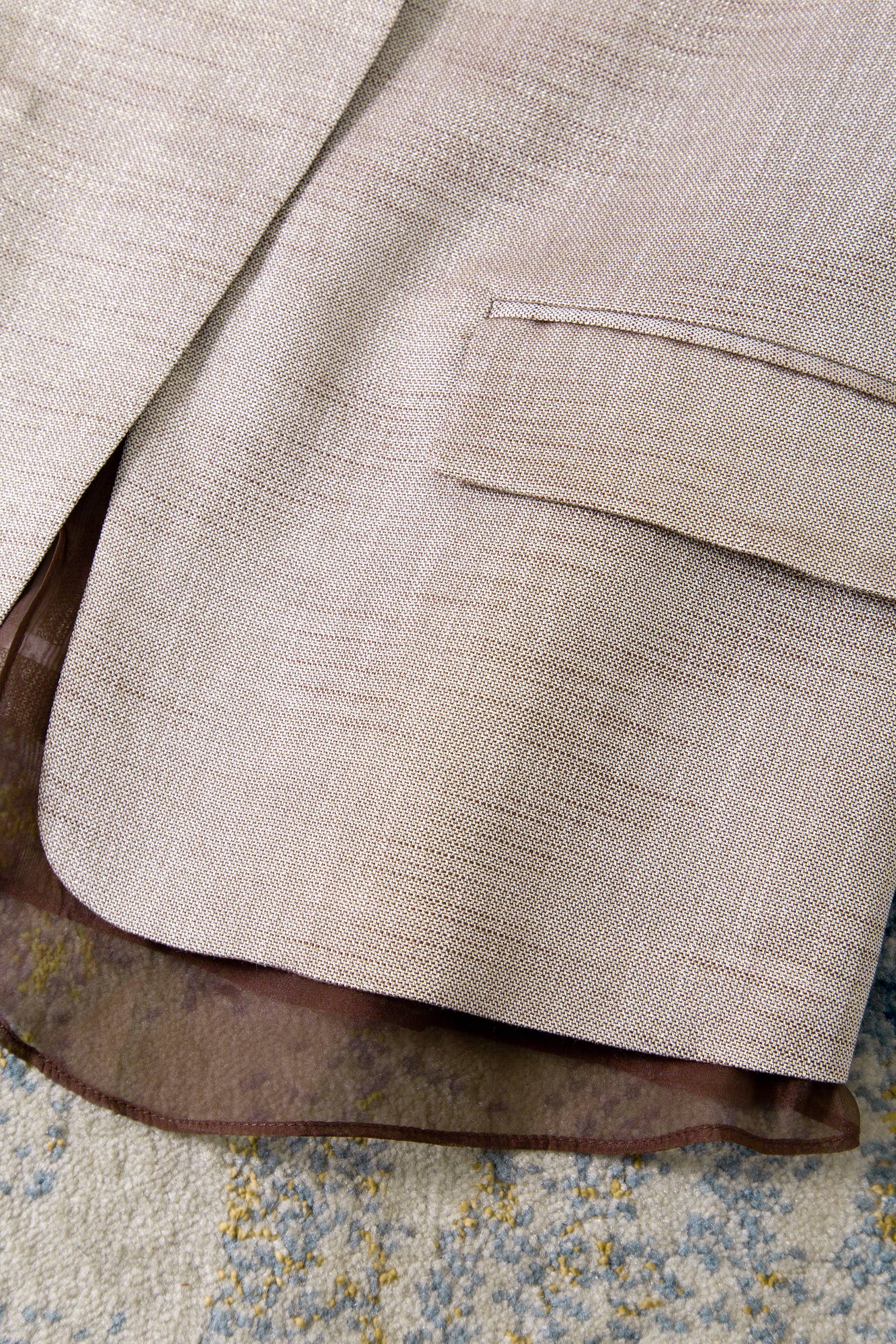 Linen Blend V-Neck Sheer Trim Summer Blazer Coat