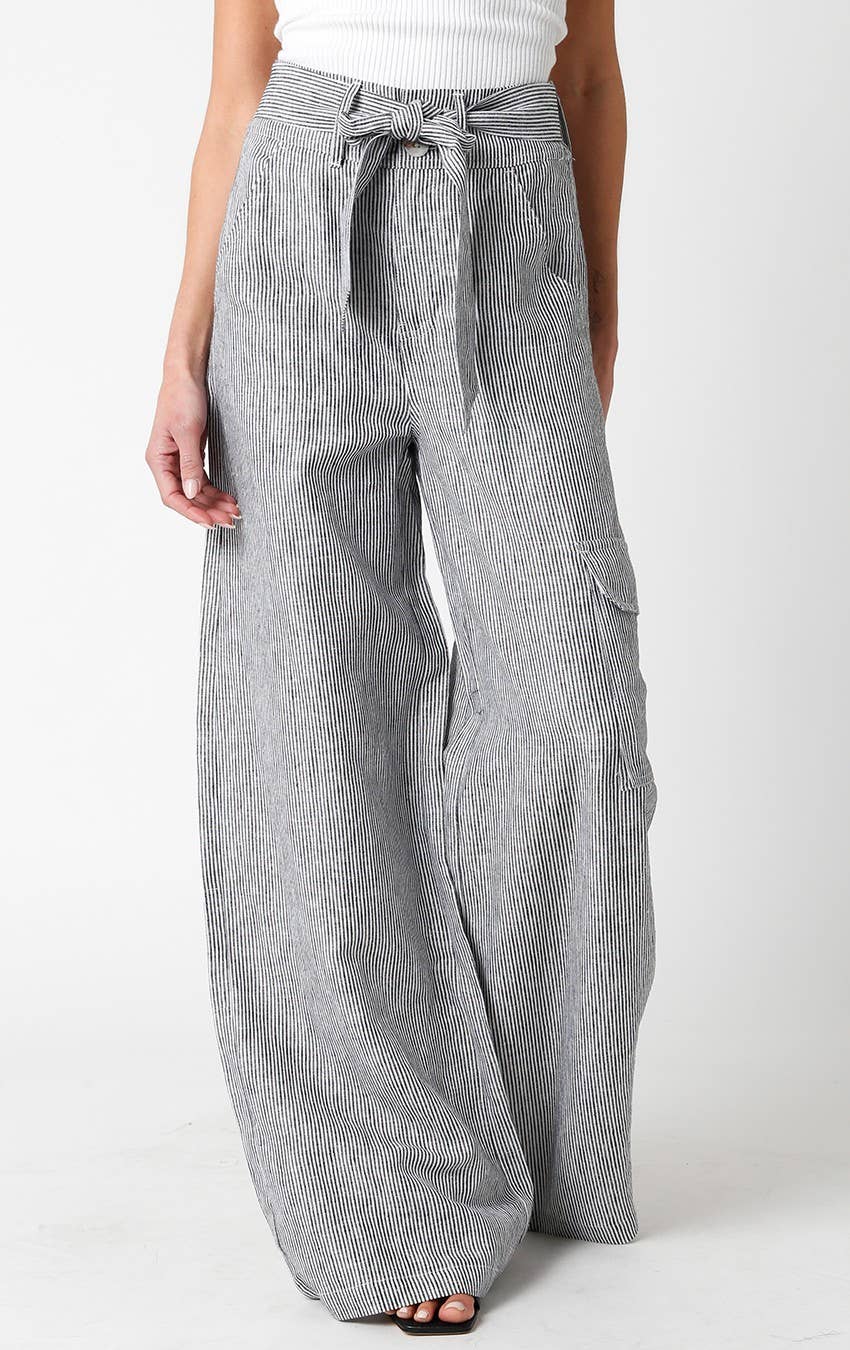 Pamela Linen Pants: Black White