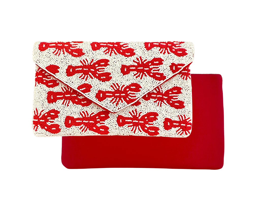 Beaded Lobster Clutch Crossbody Bag Marine Life