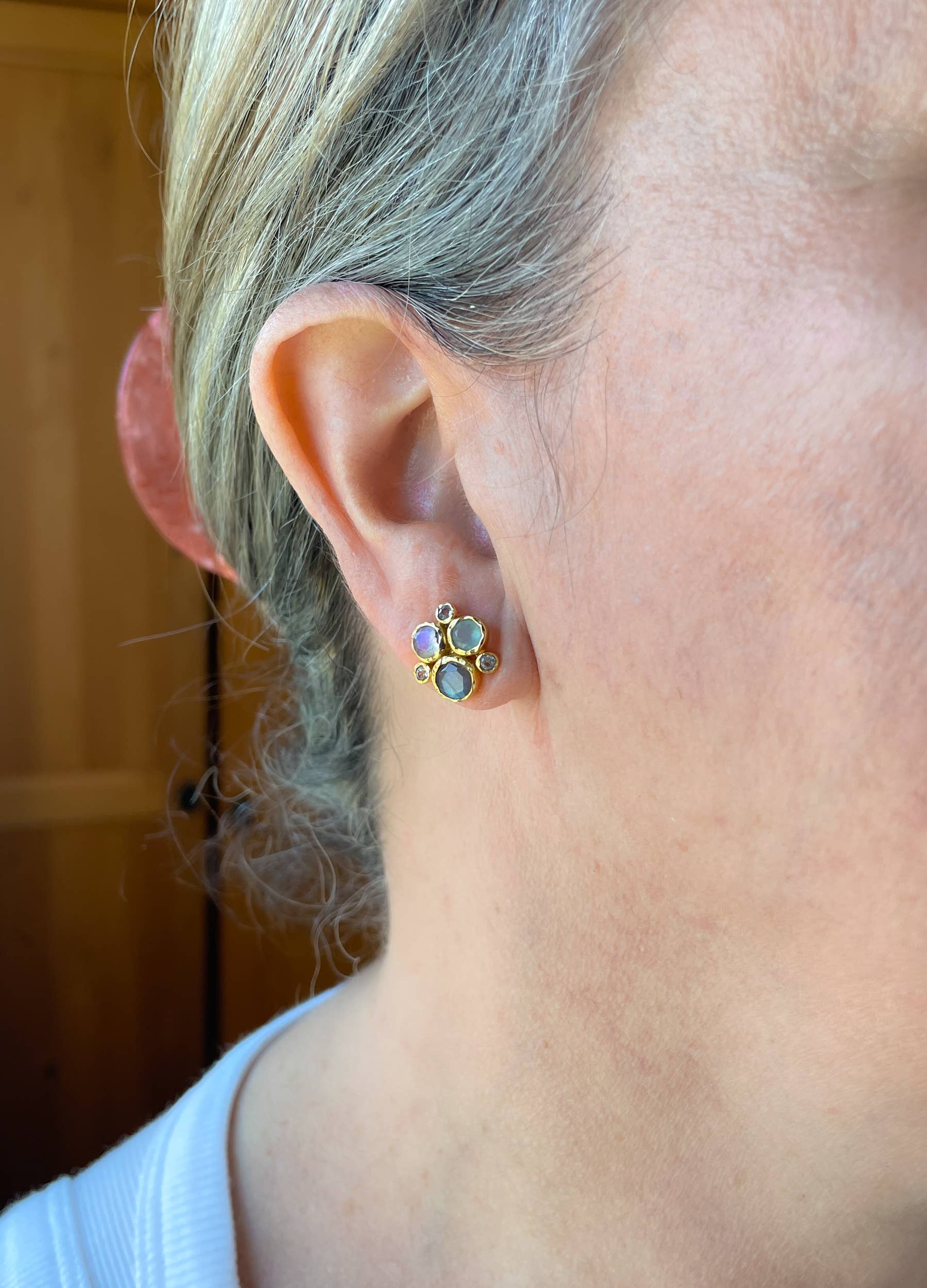 Multi semi-precious stone earrings with post