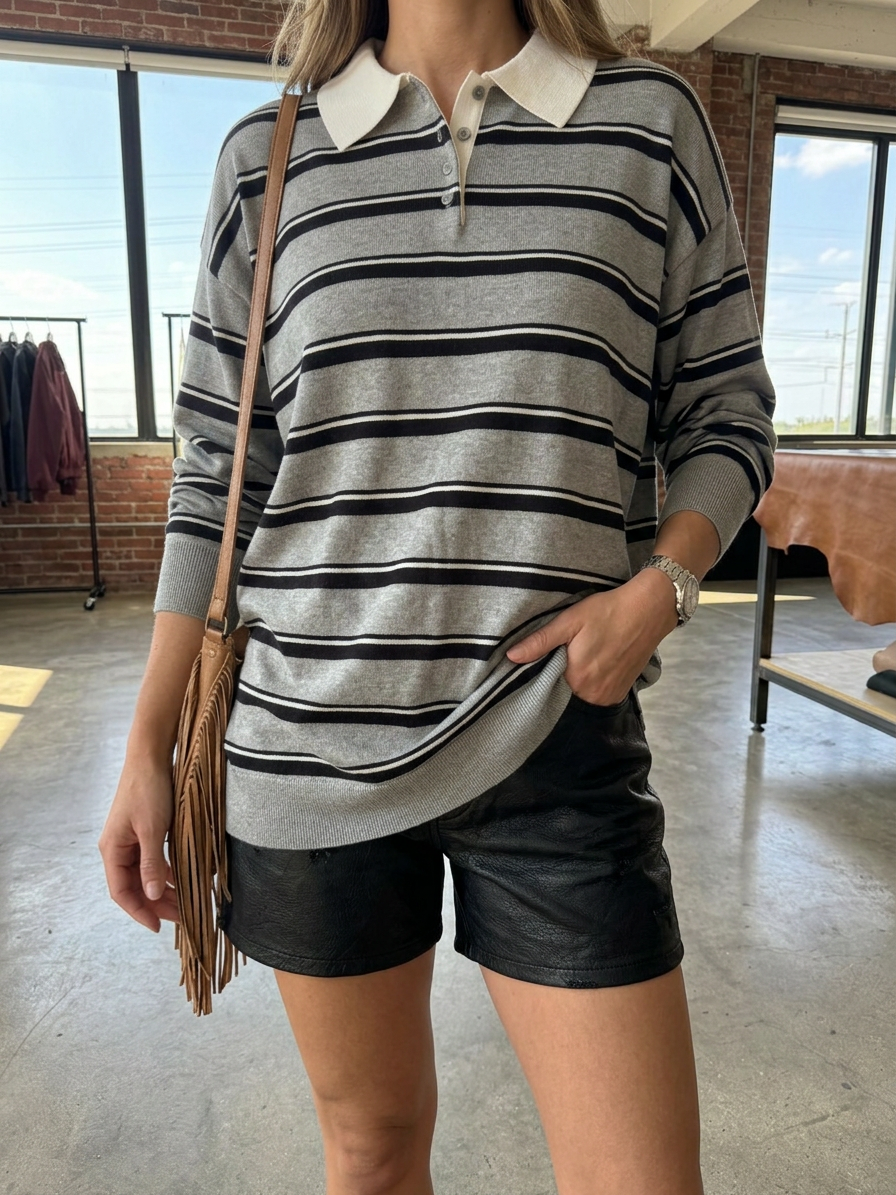 Stripe Rugby Sweater Top