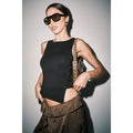 Black Laura Jersey Knit Side Button Asymmetric Hem Tank