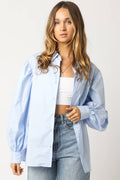 Arely Puff Sleeve Shirt: Lt Blue / Contemporary