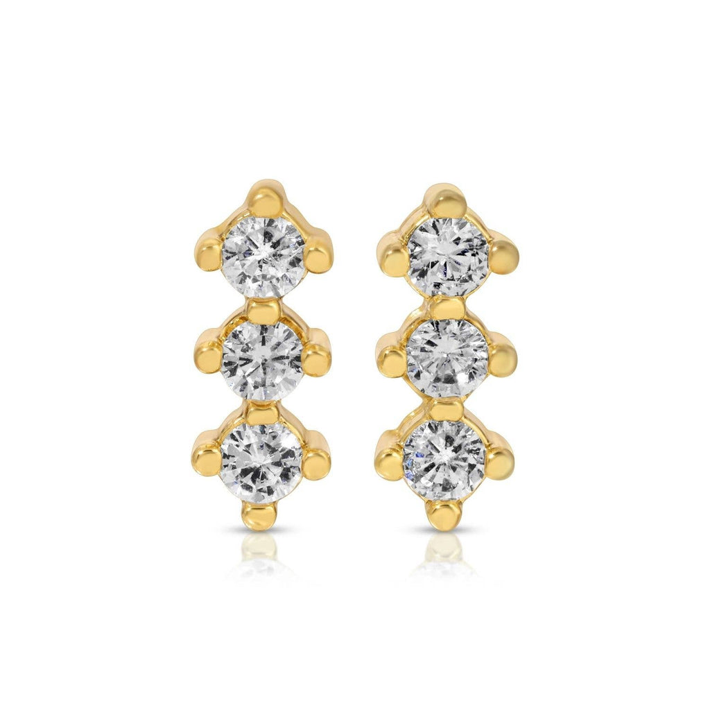 Triple CZ Bar Studs on Velvet Gift Tag