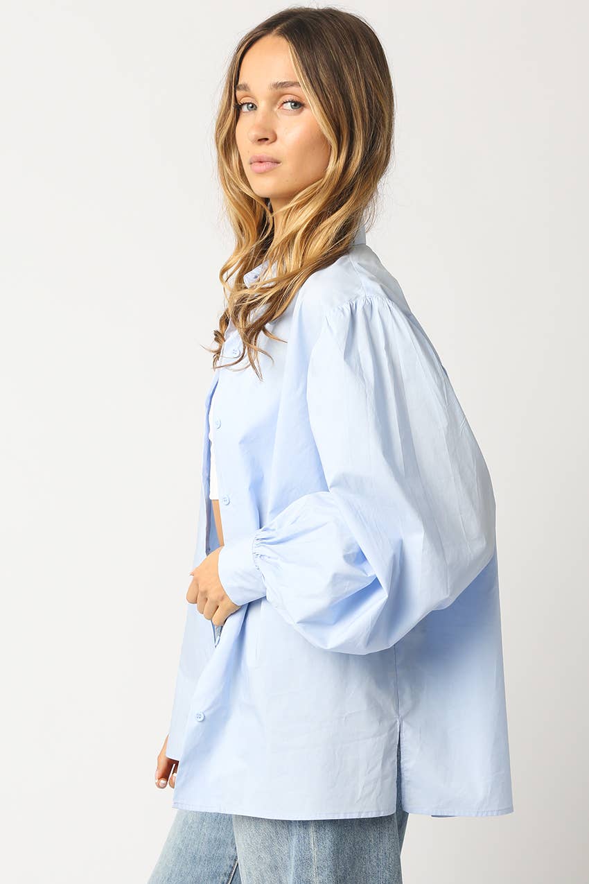 Arely Puff Sleeve Shirt: Lt Blue / Contemporary