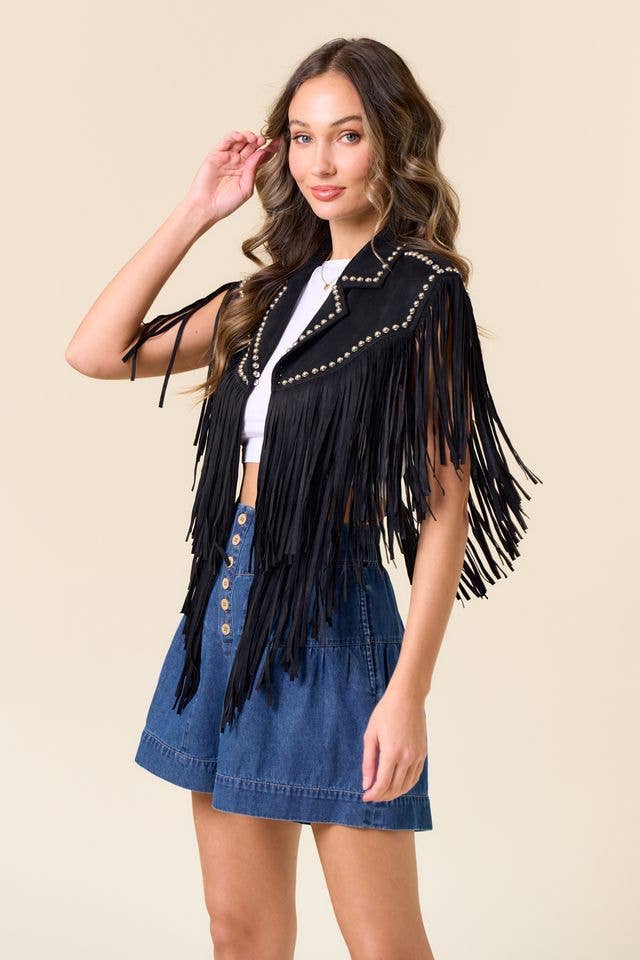 Black Studded Fringe Shawl