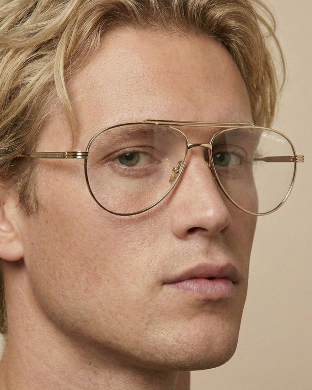 Spencer Blue Light Glasses: Gold Sunglasses