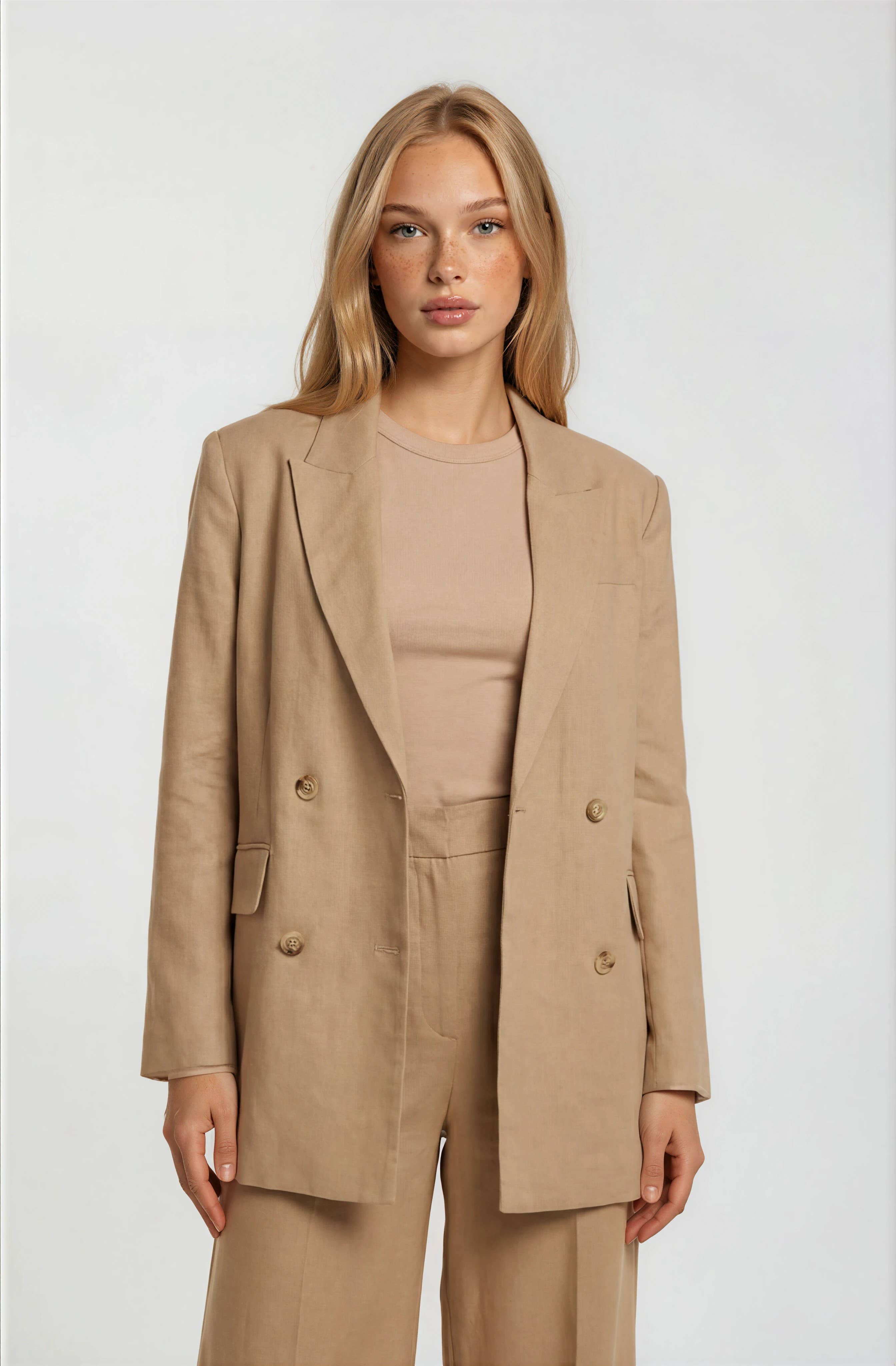 Camel Wide Leg Every Ocassion Suit Set