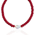 Baroque Pearl Red Rondelle Beaded Necklace