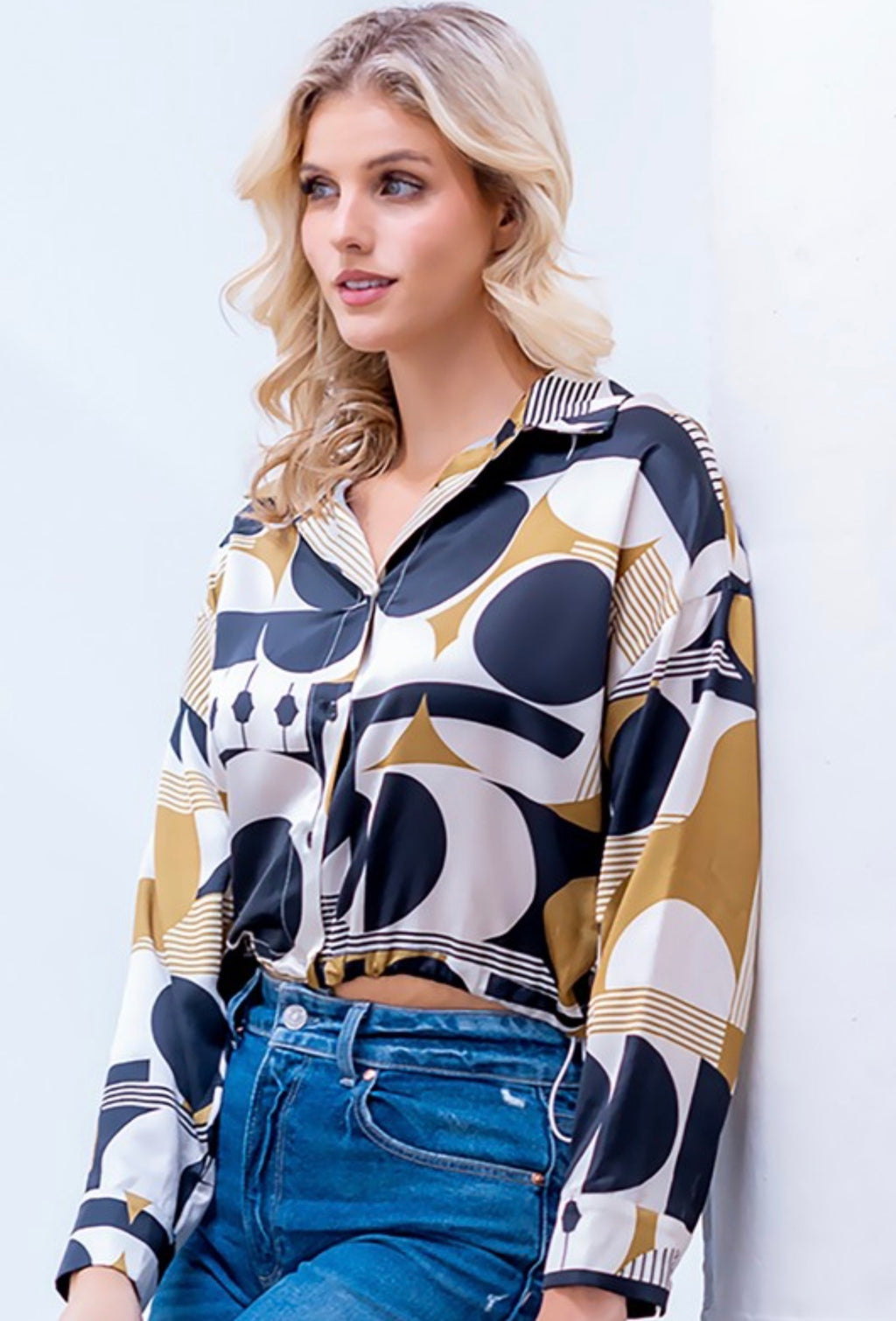 Geo Silk Blouse