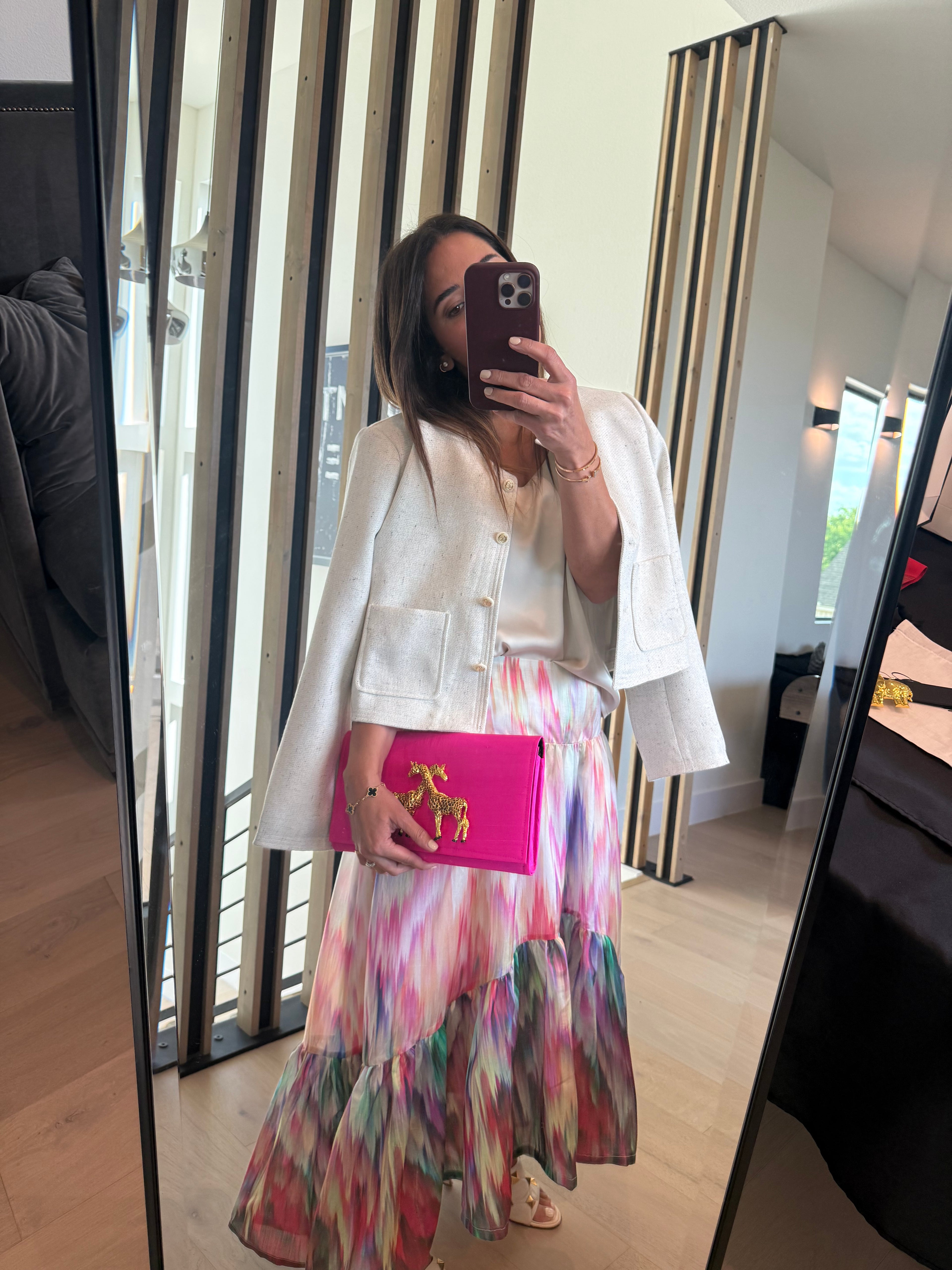 Multicolor Sheer High Low Skirt