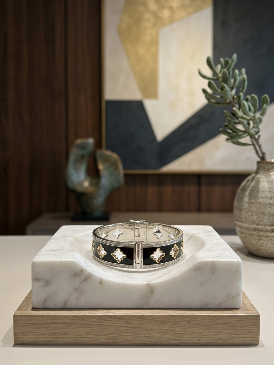 Silver Diamond Bangle