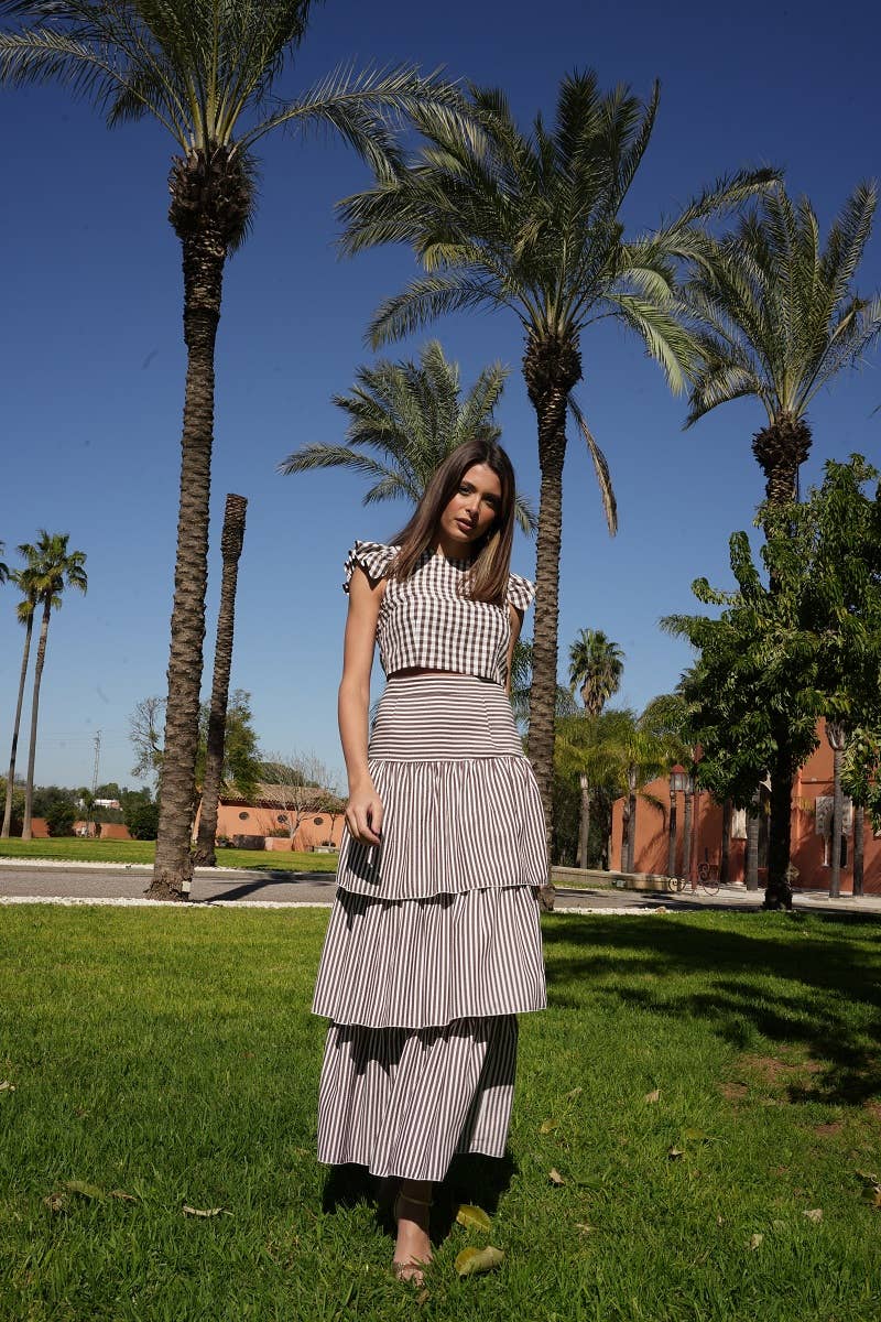 Women's Brown Striped Góndola Skirt