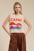Capri Jacquard Lightweight Sleeveless Sweater