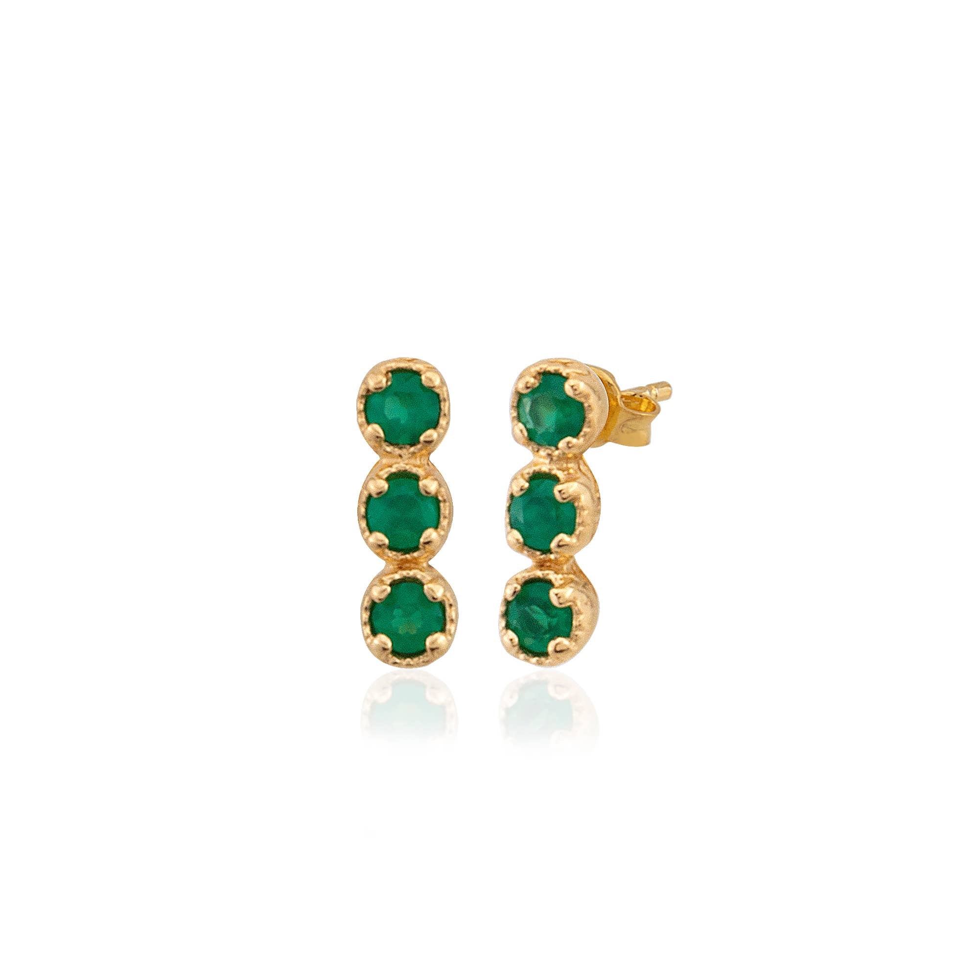 Mini Green Onyx Bar Studs