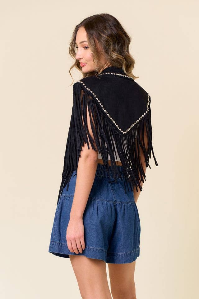 Black Studded Fringe Shawl