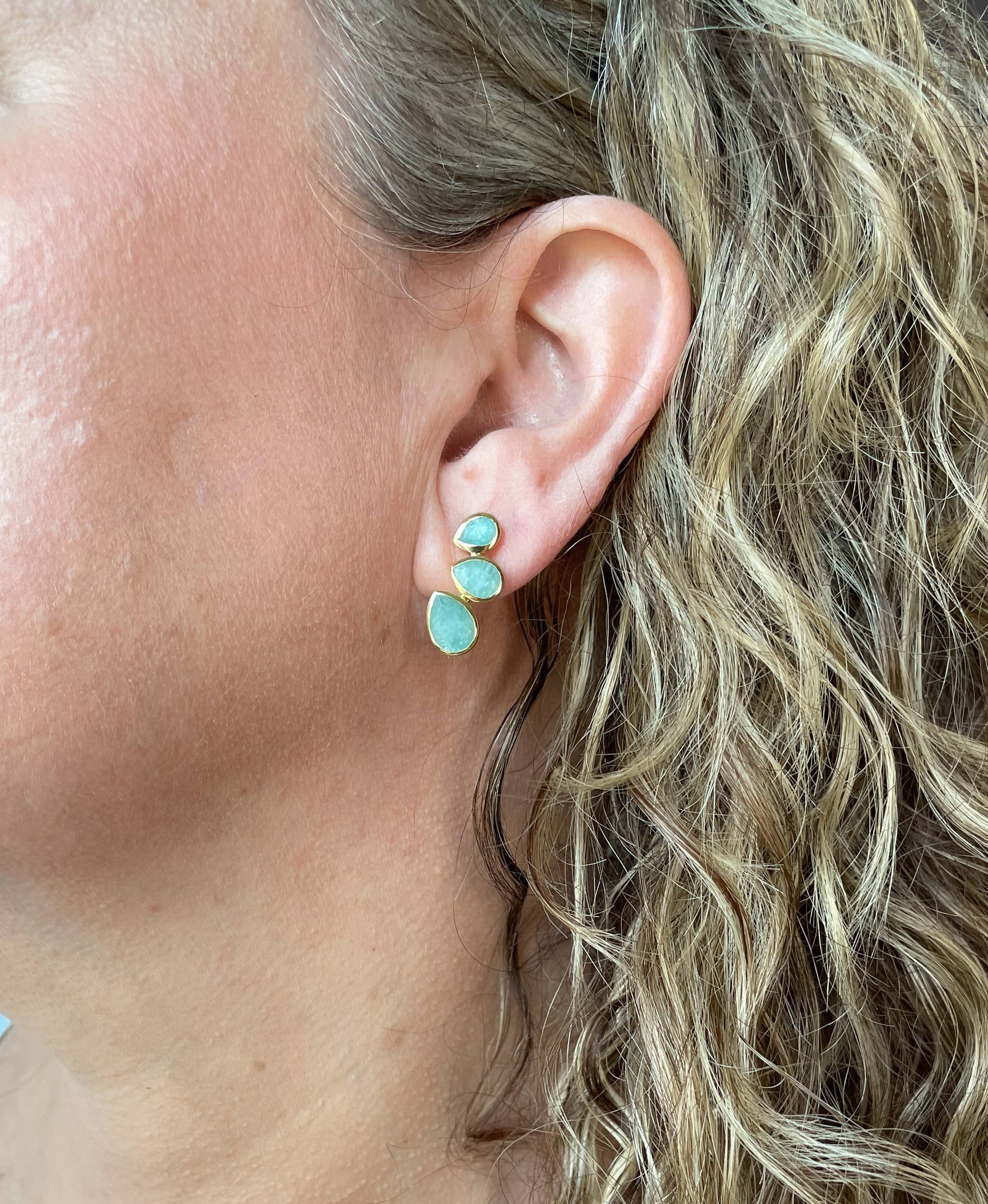 Amazonite triple teardrop post earrings