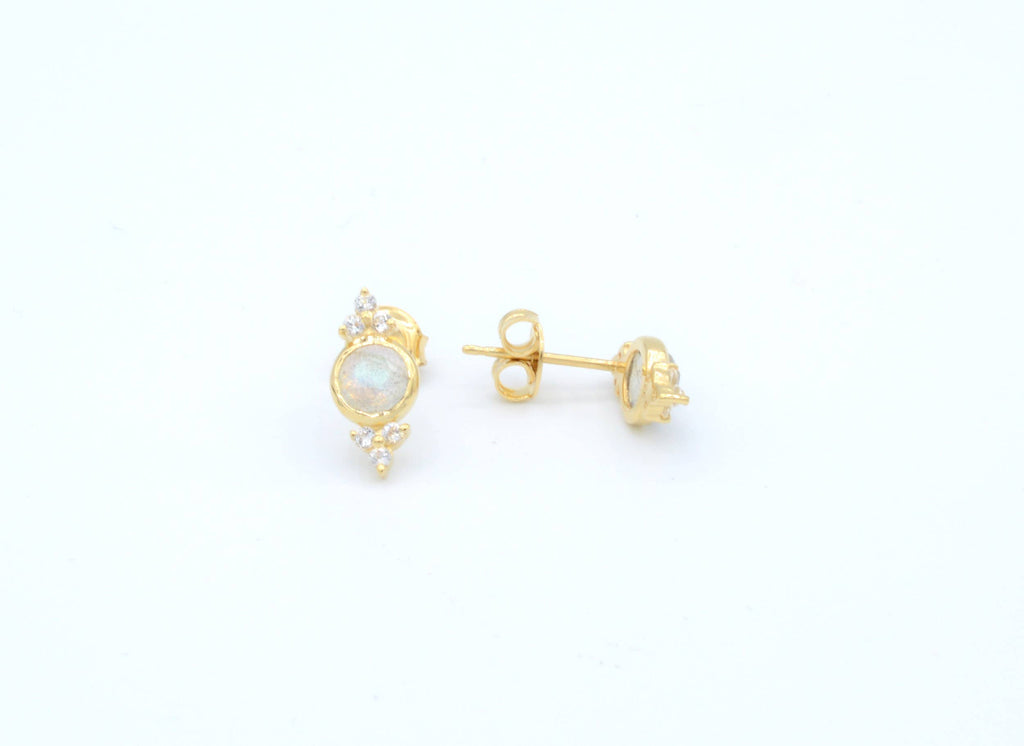 Labradorite stud earrings with sparkling topaz accents