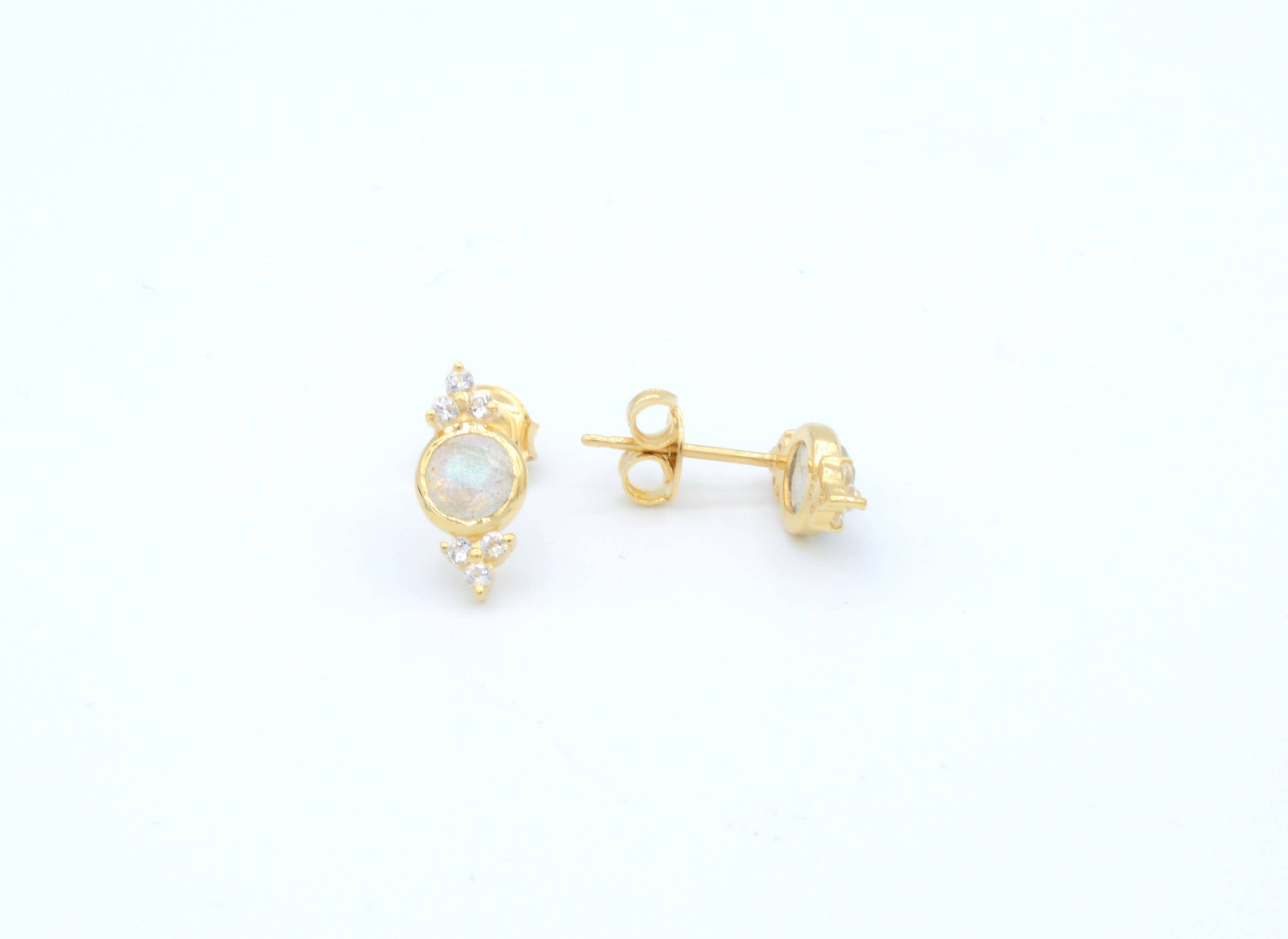 Labradorite stud earrings with sparkling topaz accents