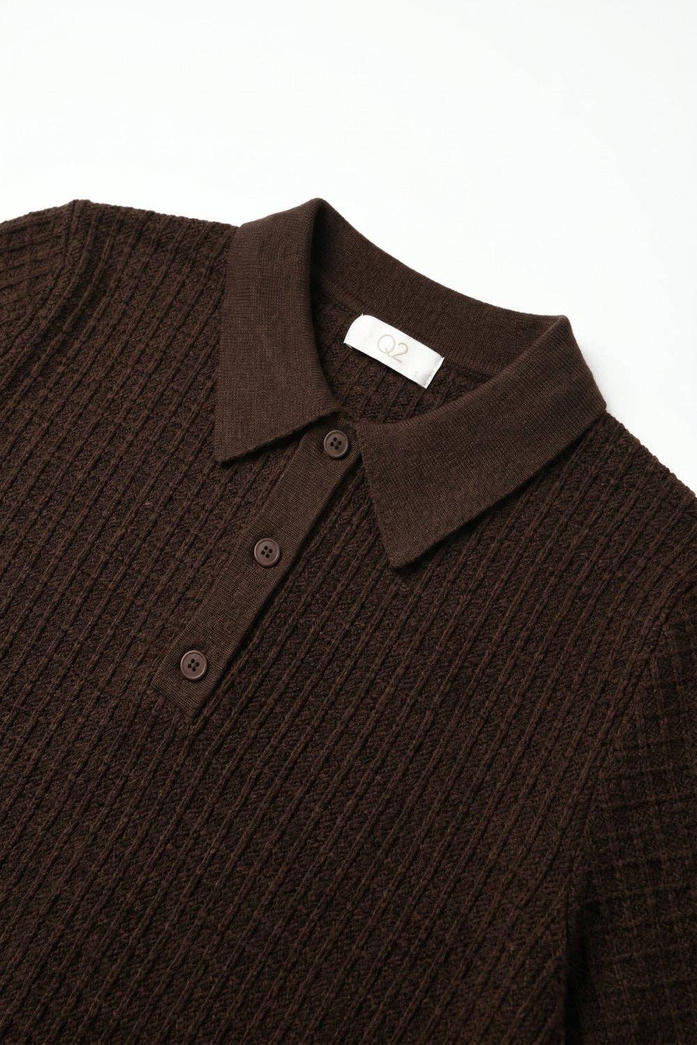 Textured Short Sleeve Knit Polo