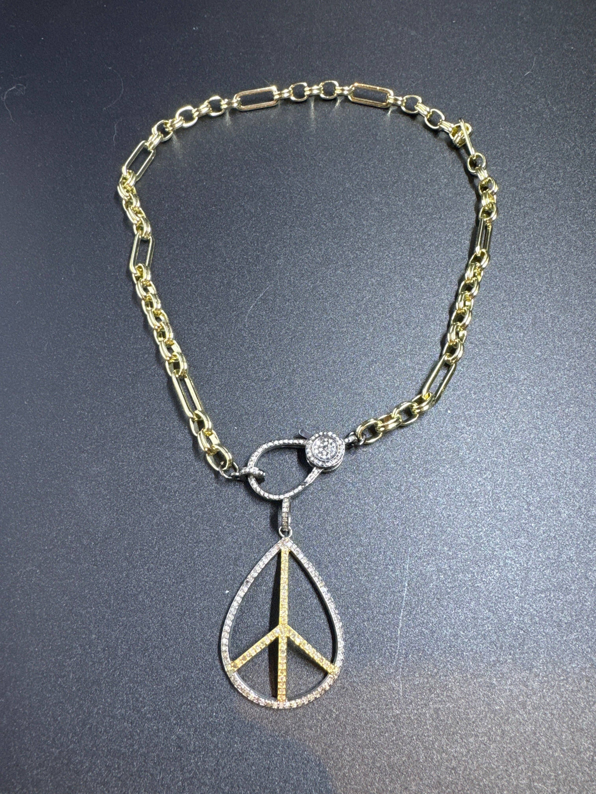 Silver Gold Plated  Necklace With Real Diamond Clasp