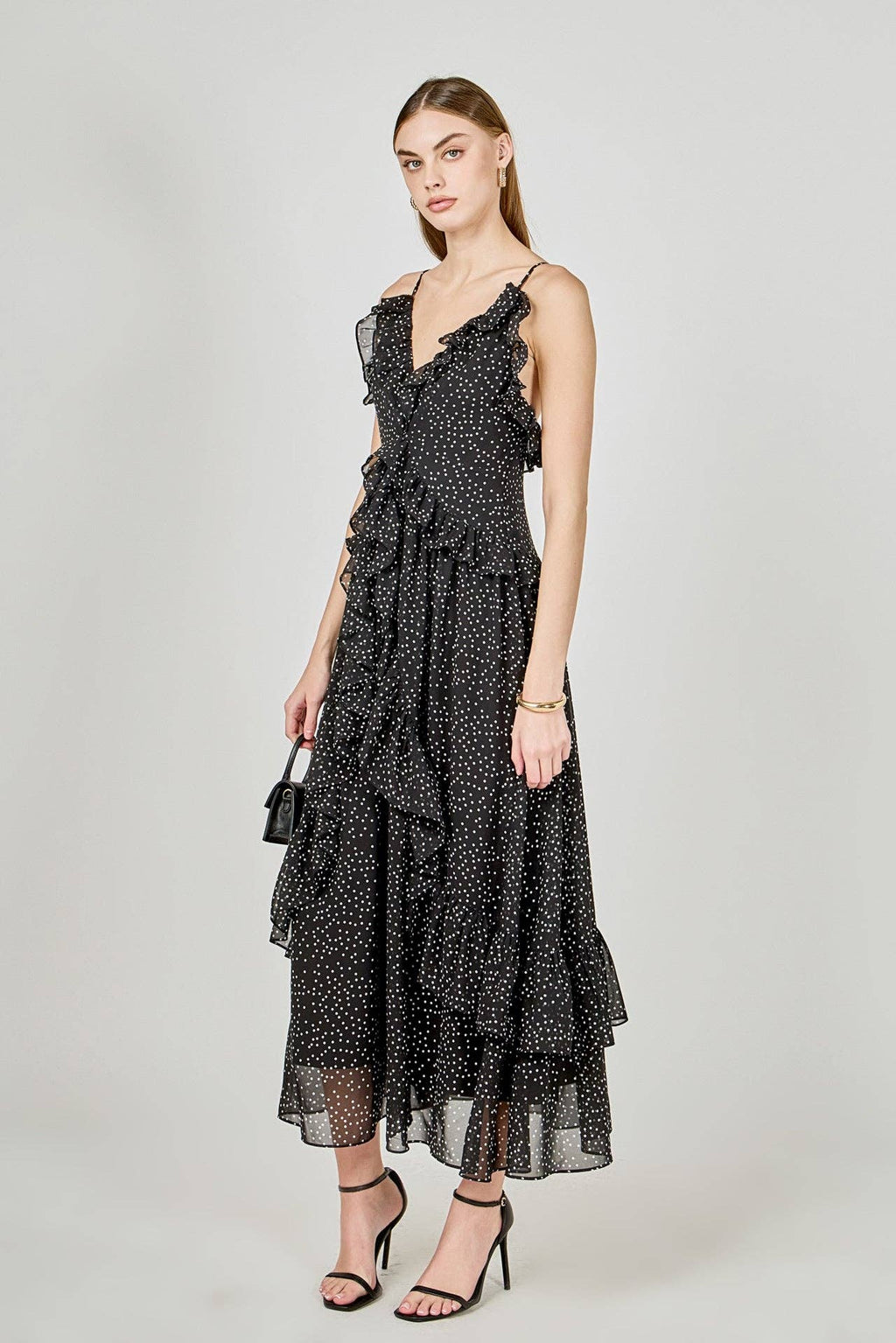 Black Polka Dot Ruffle Dress