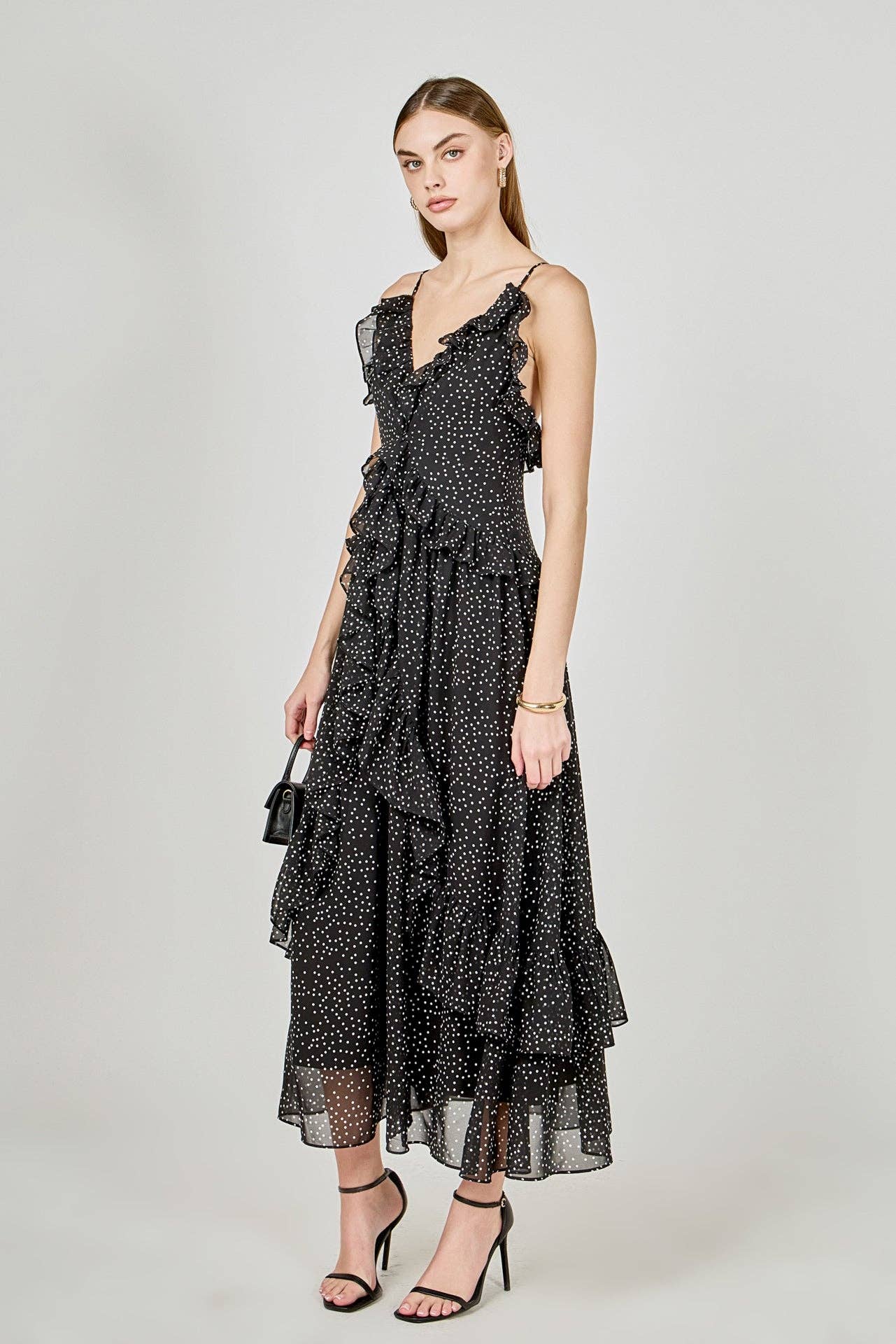 Black Polka Dot Ruffle Dress