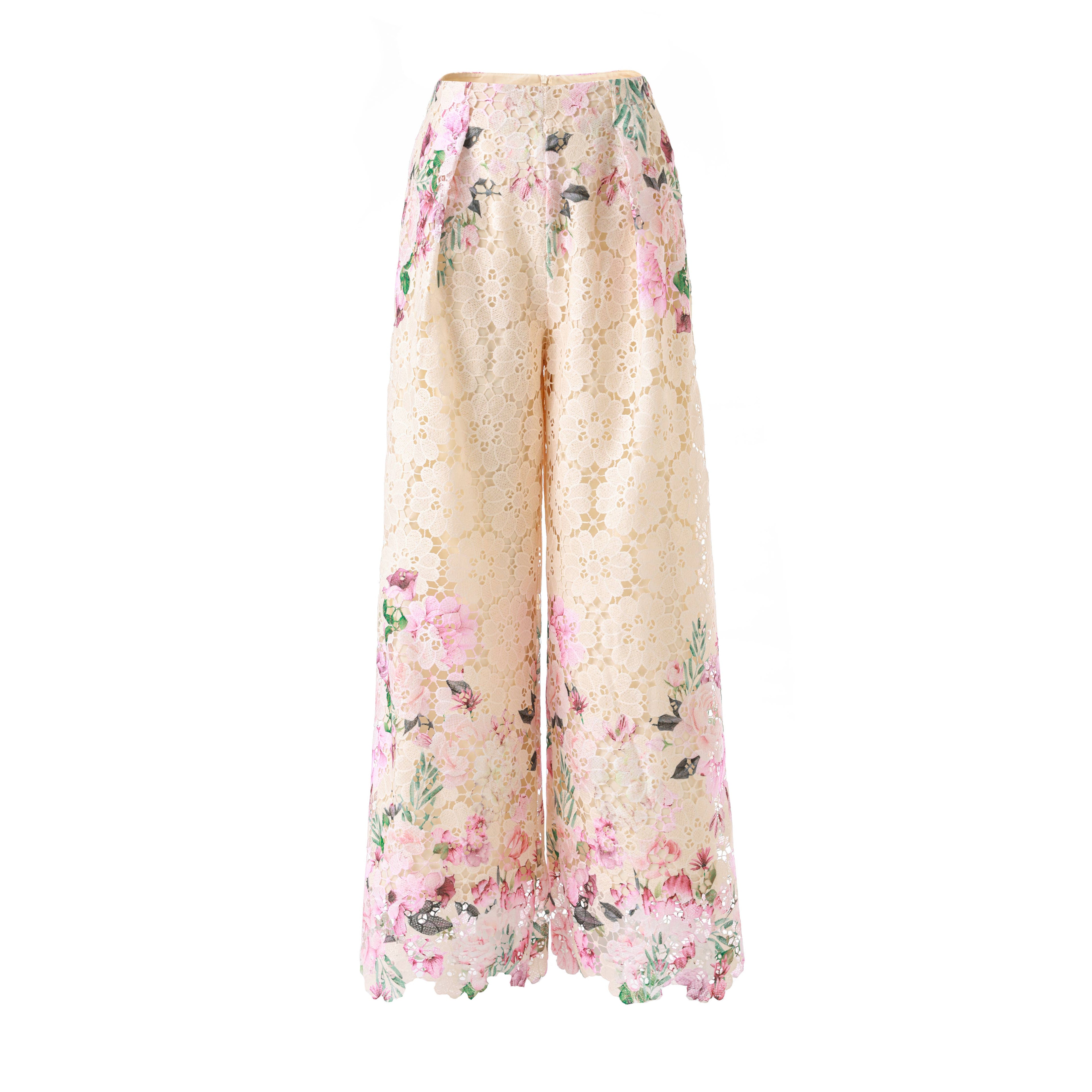 Lace Embroidered Wide Leg