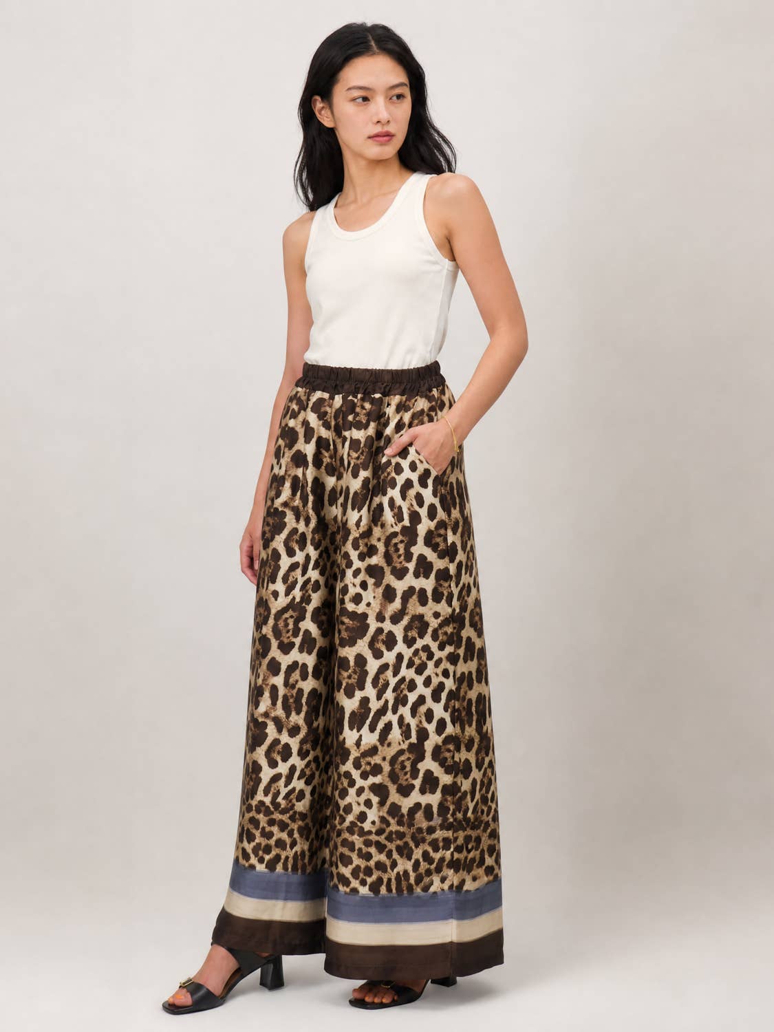 Fluid Satin Leopard Pants
