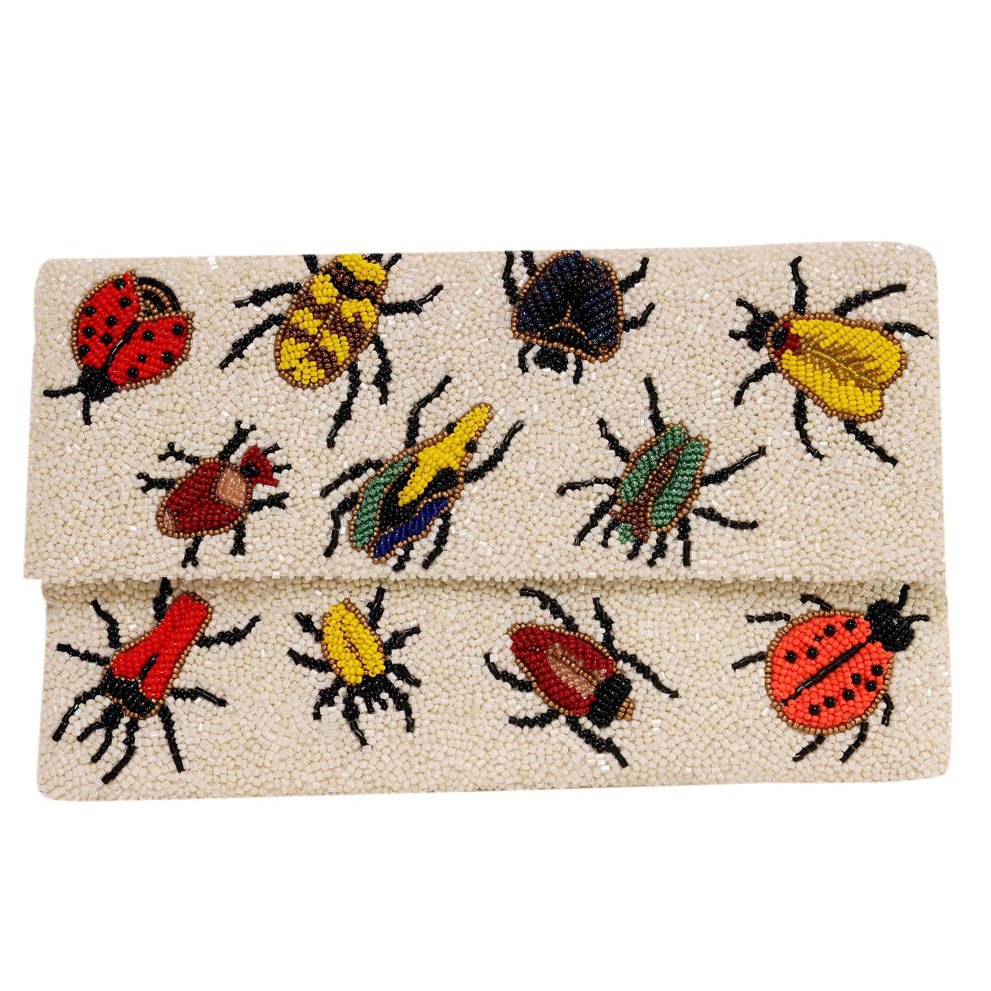 Ivory Multicolor Beaded Clutch
