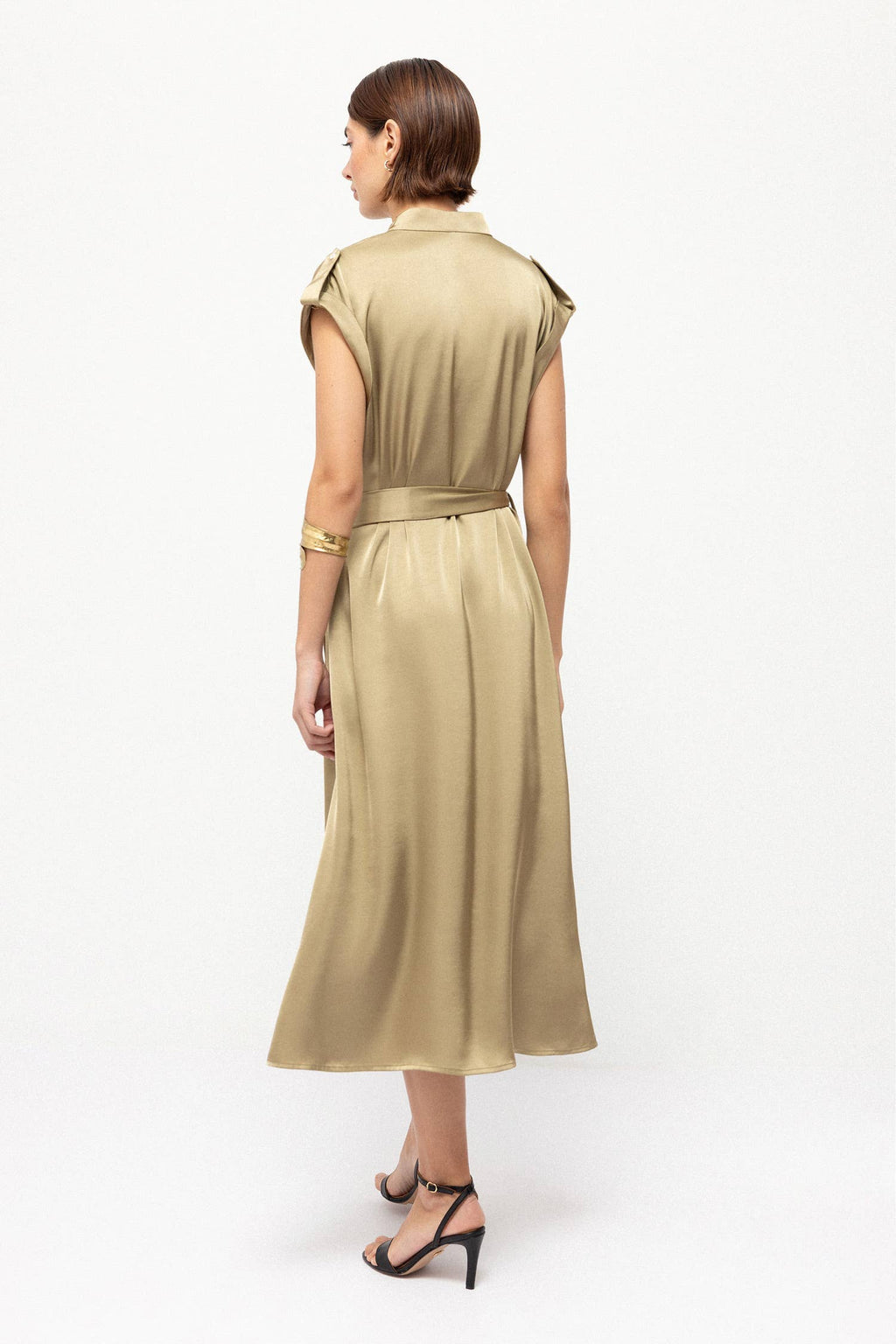 Button Down Satin Dress