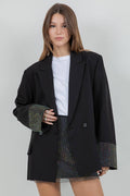 BLAZER WITH CONTRAST RHINESTONE SLEEVES