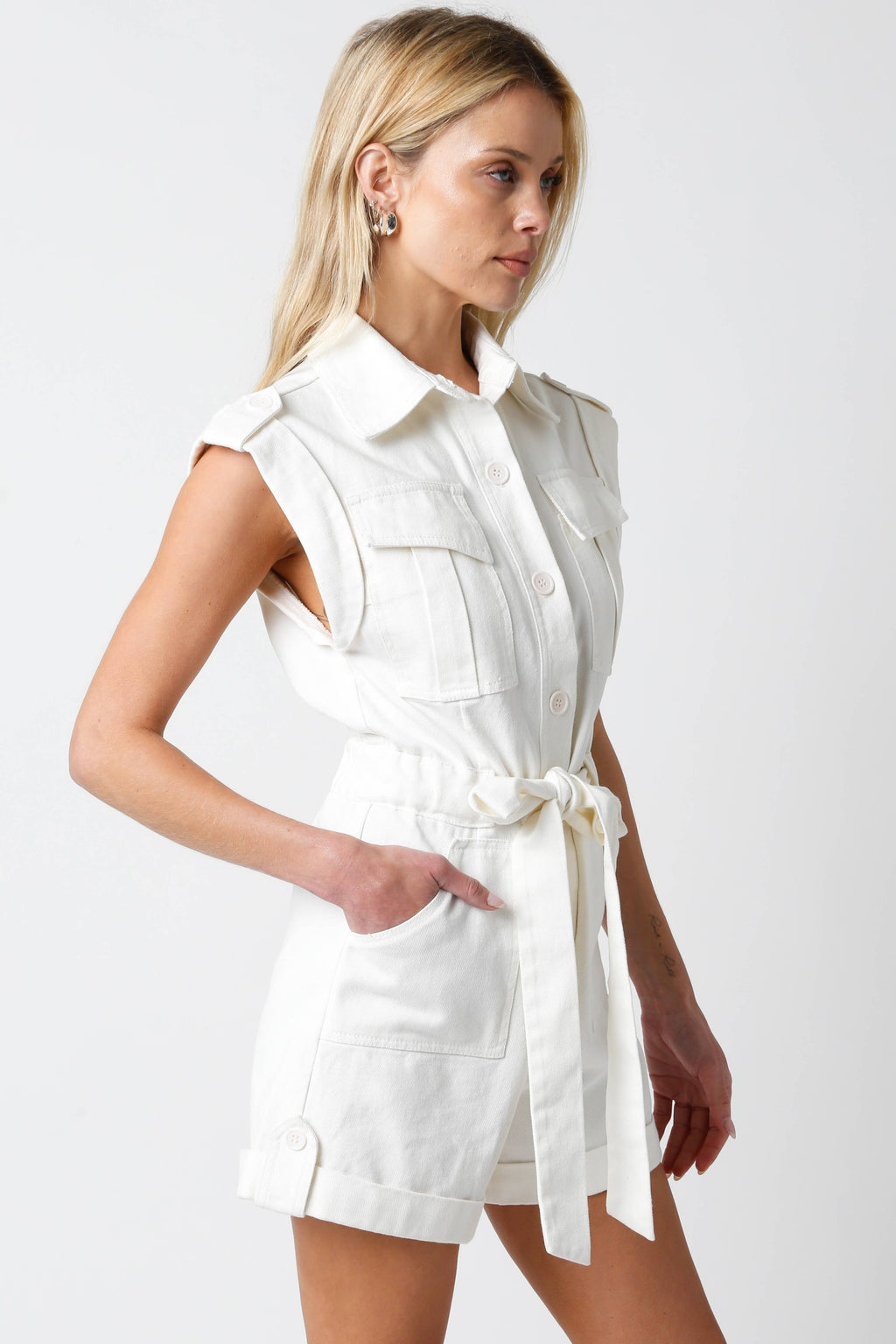 Faith Romper: White