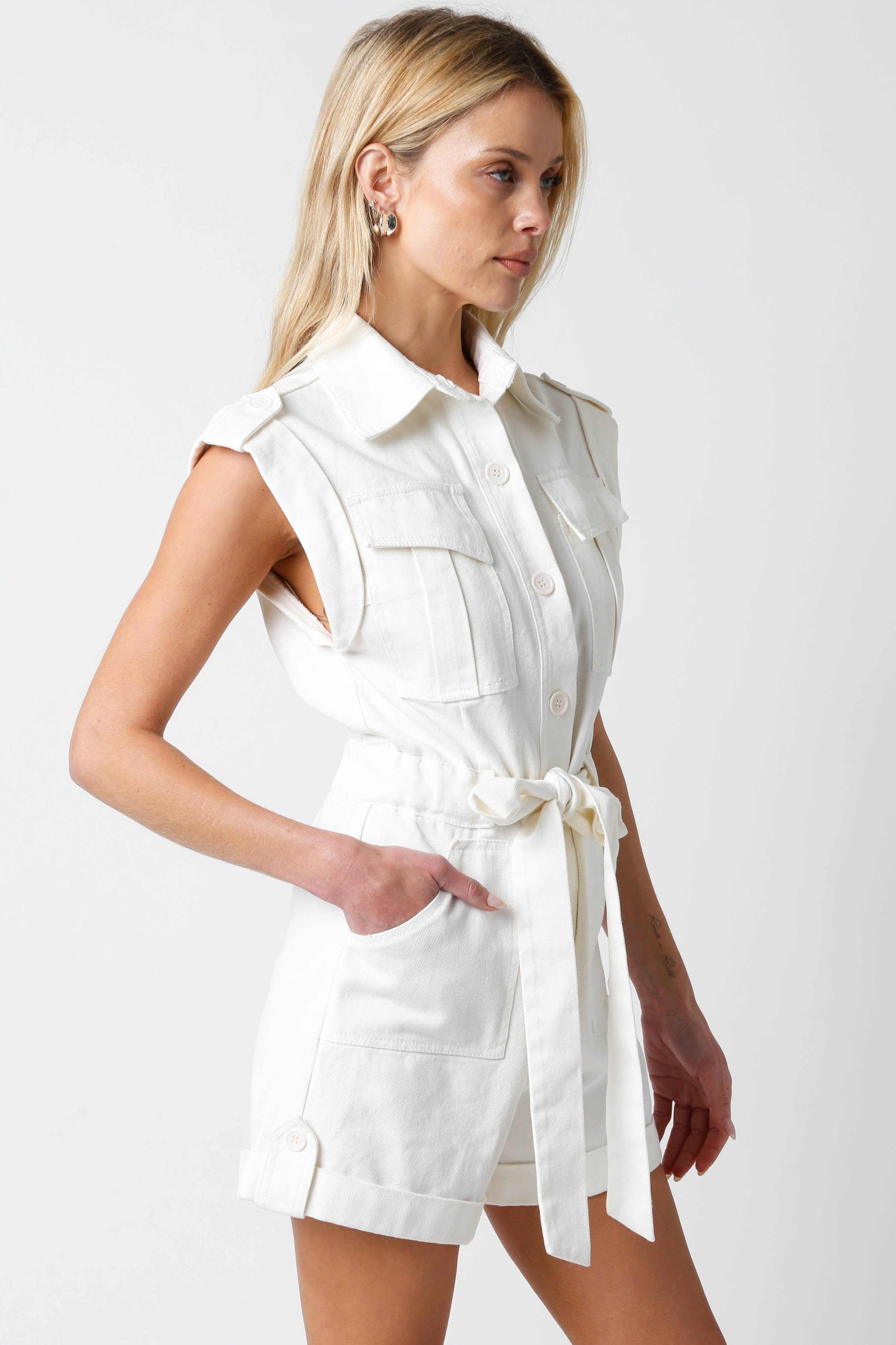 Faith Romper: White