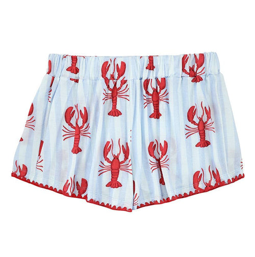 Bamboo PJ Set with Whip Stitch - Blue Stripes + Lobsters