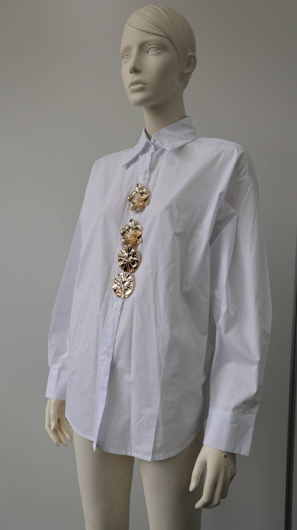 Embellished Button-Down Shirt: One Size